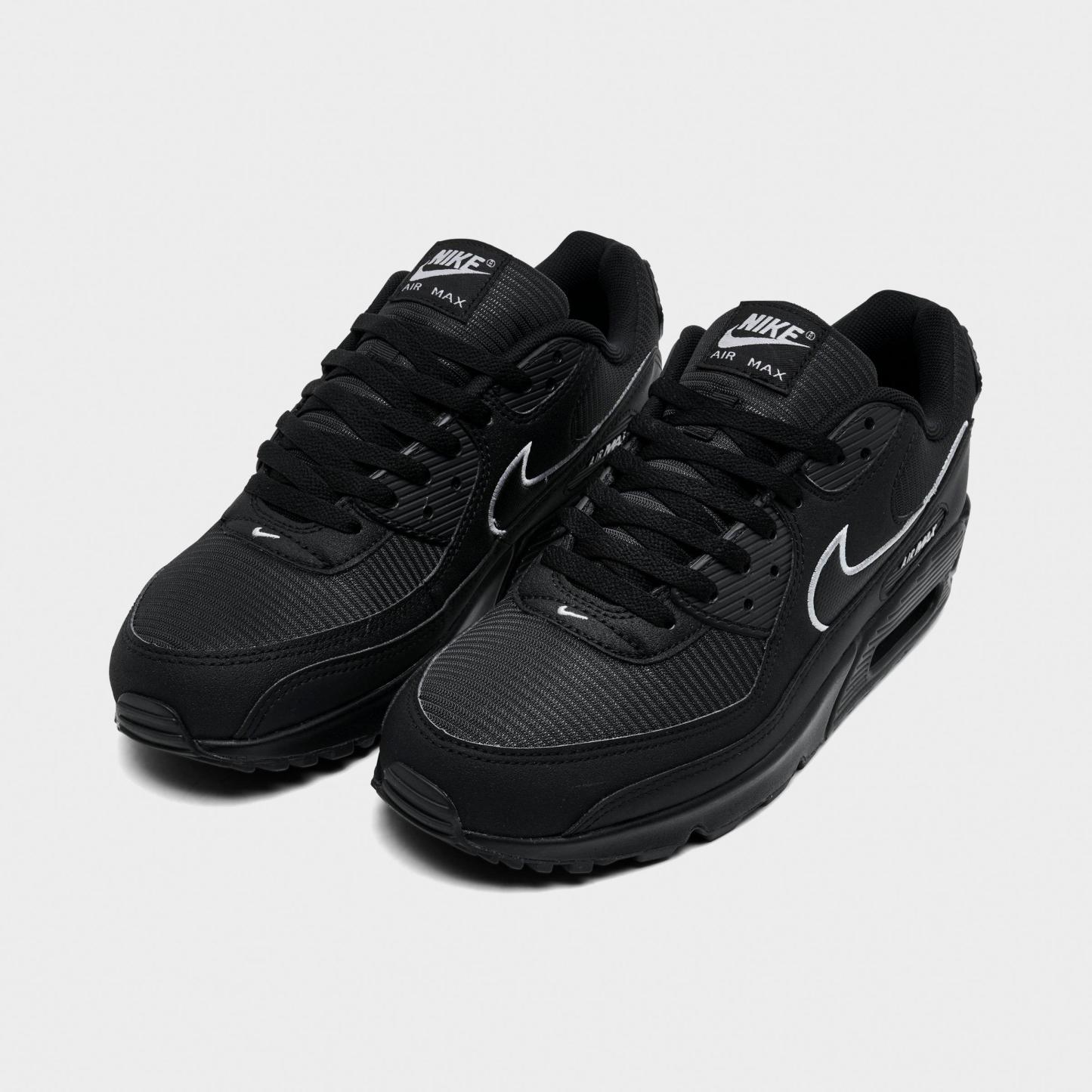 Men's Nithtke Air Max 90 Casual Shoes - Part 4 - Black/Wolf Grey - Both shoes facing left