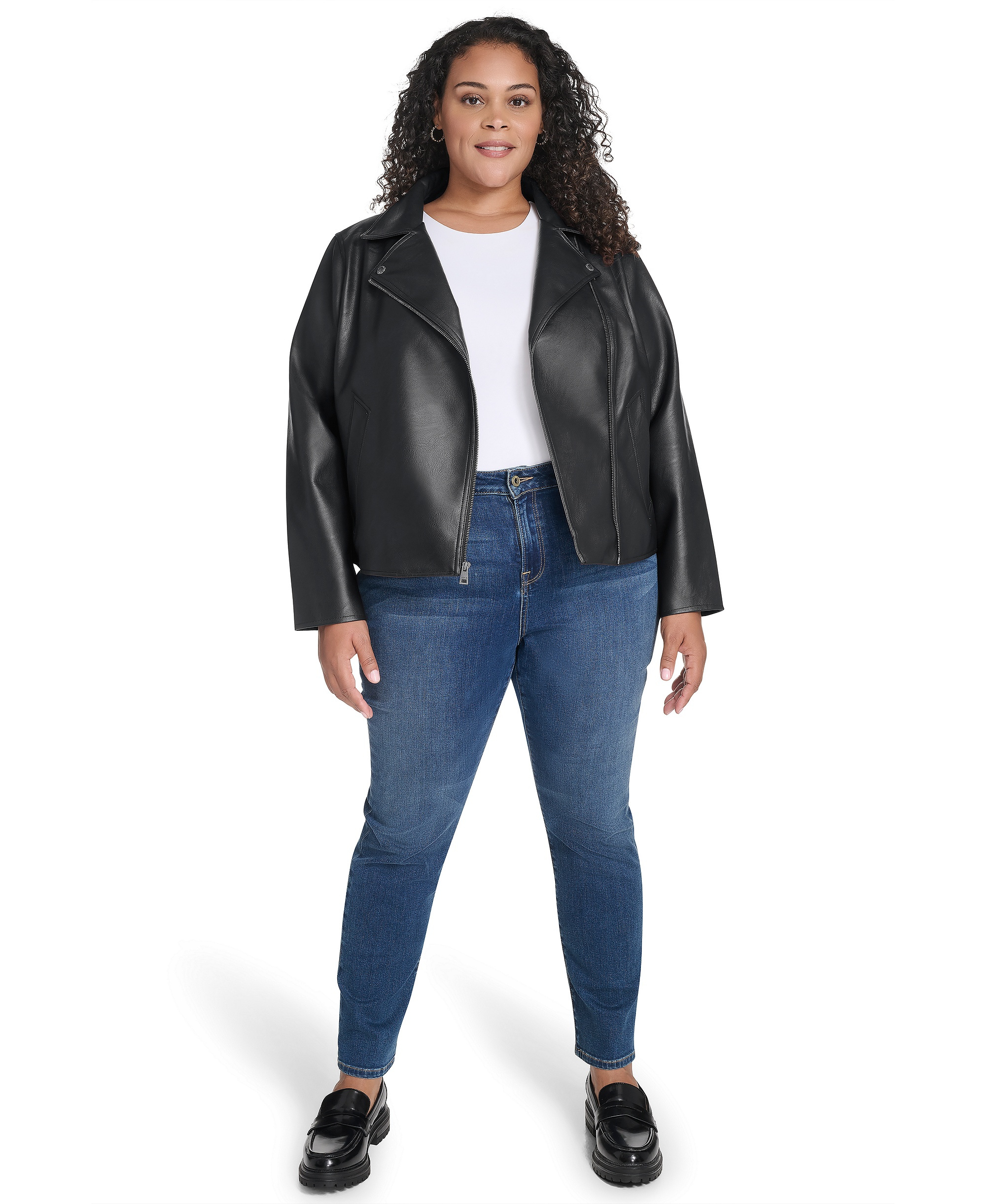 Levi's Women's Faux-Leather Asymmetric-Zip Moto Jacket - Black