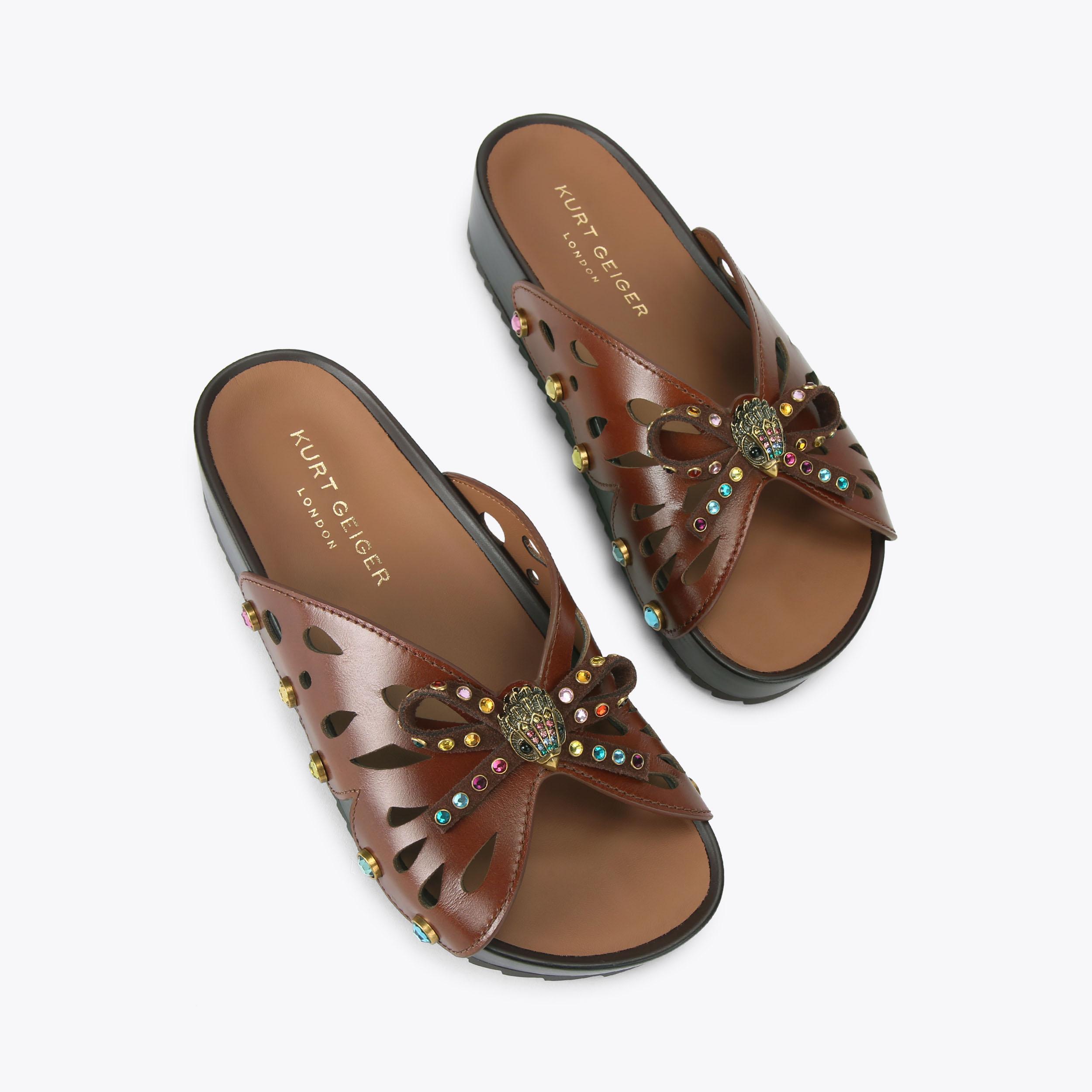 Kurt Geiger London Boho Butterfly Flat Sandal - Brown - view 3