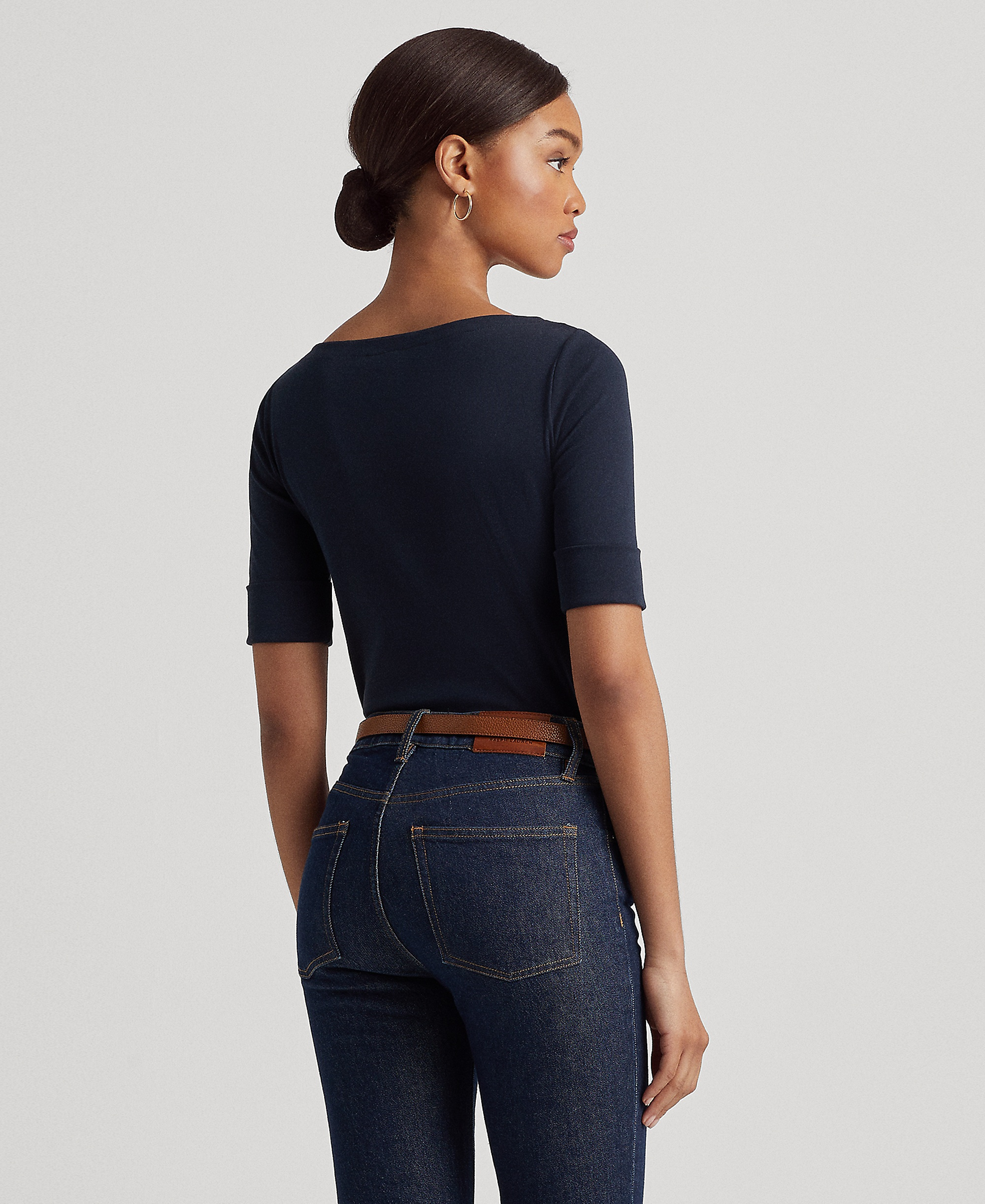 Lauren Ralph Lauren Stretch Boatneck Top - Lauren Navy