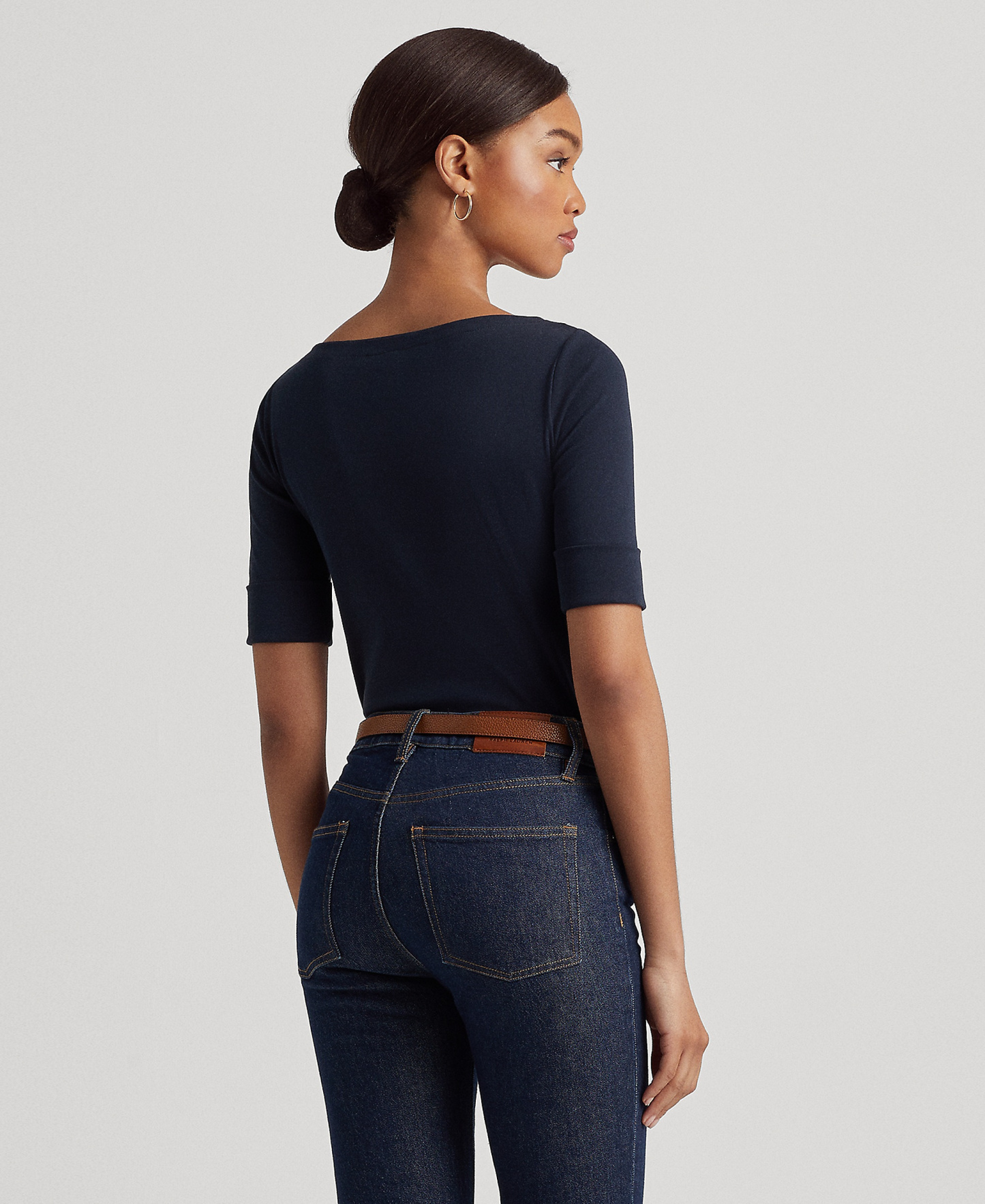 Lauren Ralph Lauren Stretch Boatneck Top - Lauren Navy