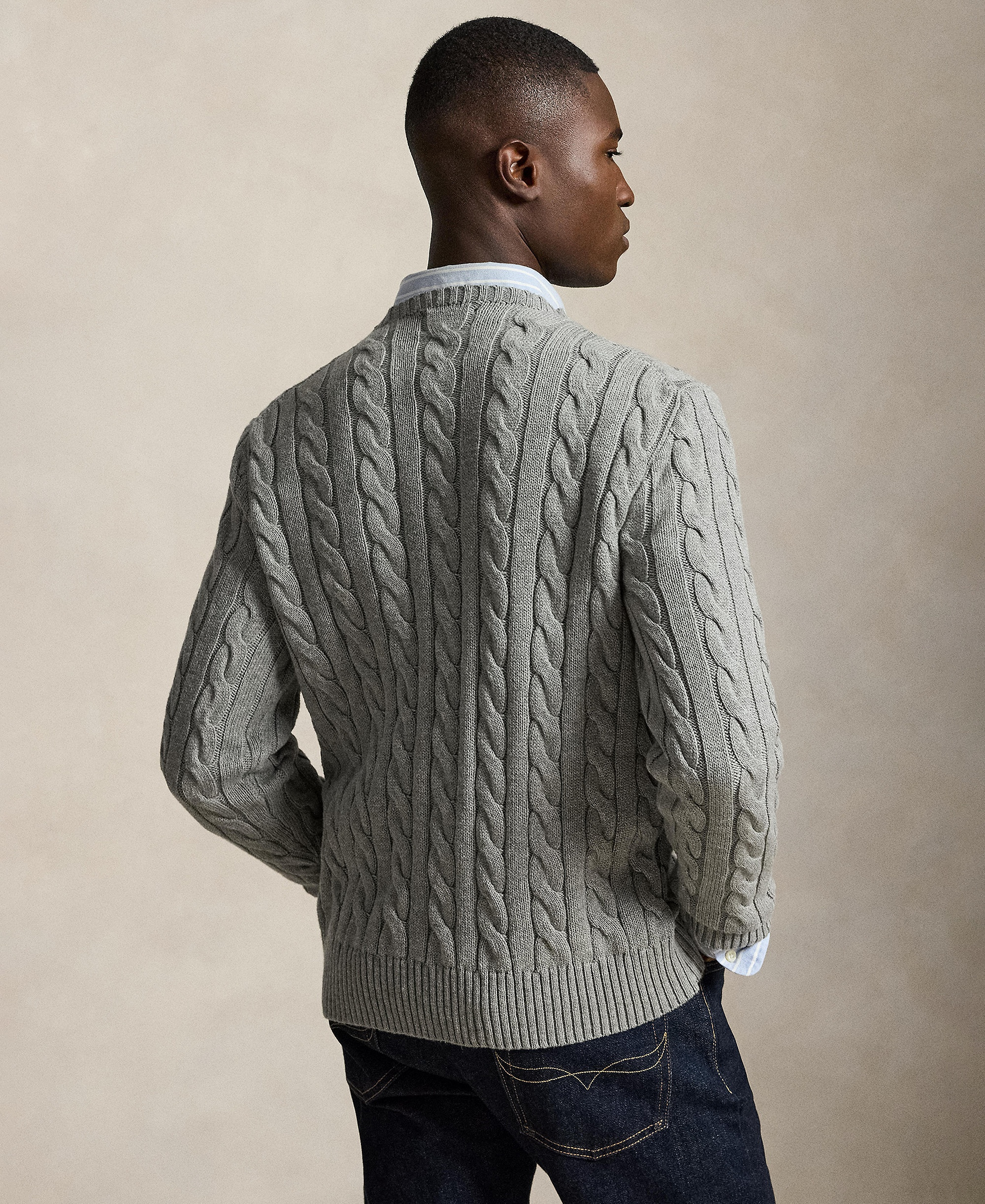 Polo Ralph Lauren Men's Cable-Knit Cotton Sweater - Fawn Gray Heather