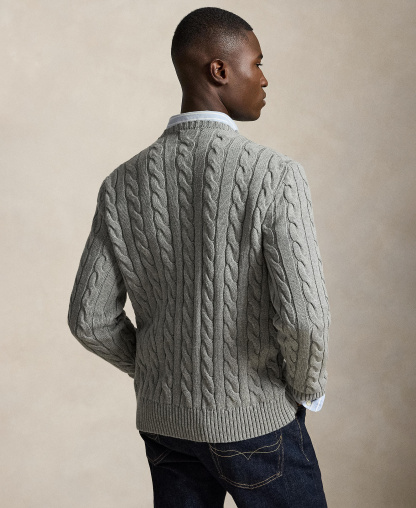 Polo Ralph Lauren Men's Cable-Knit Cotton Sweater - Fawn Gray Heather