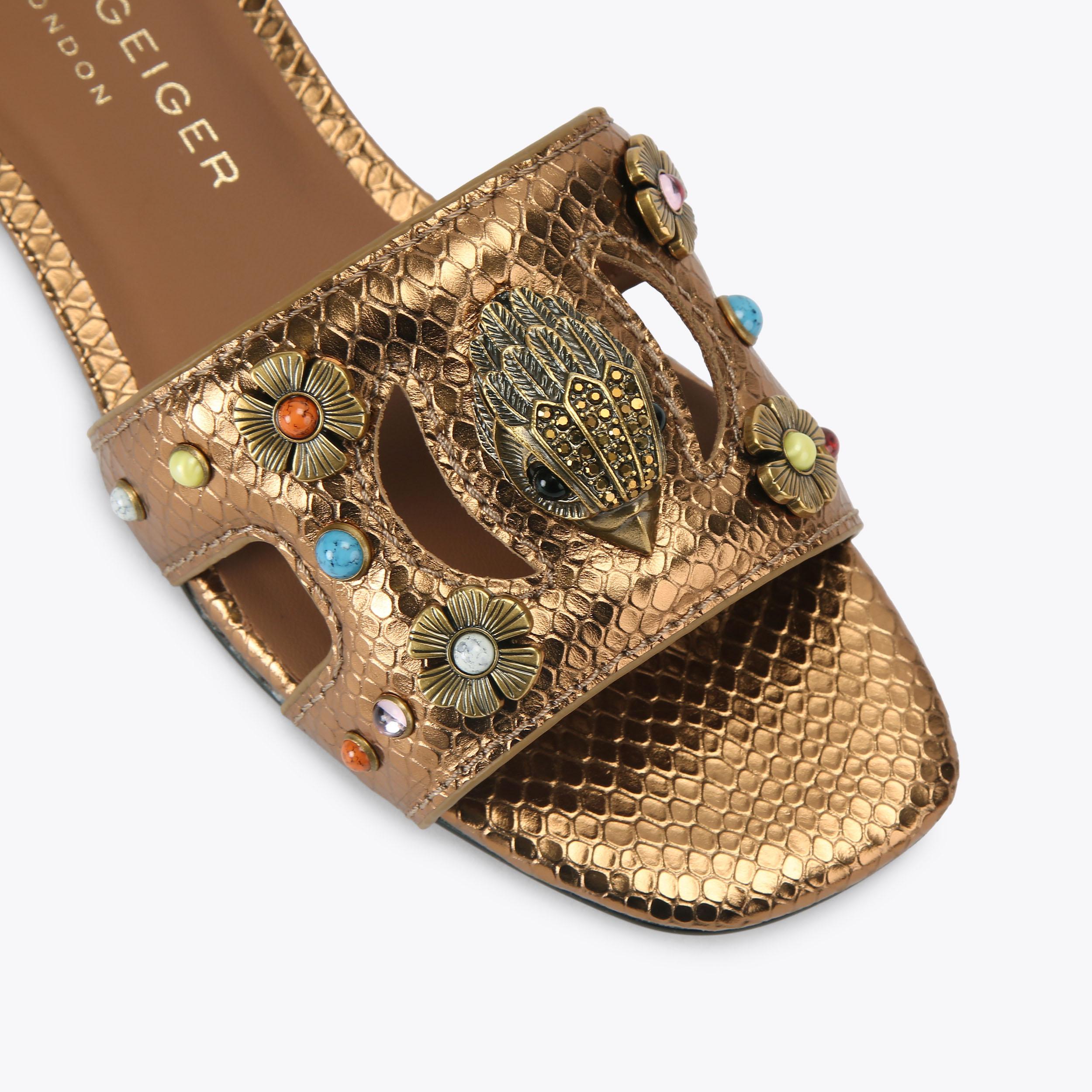 Kurt Geiger London Eagle Cut Out Flat Sandal - Metallics - view 5