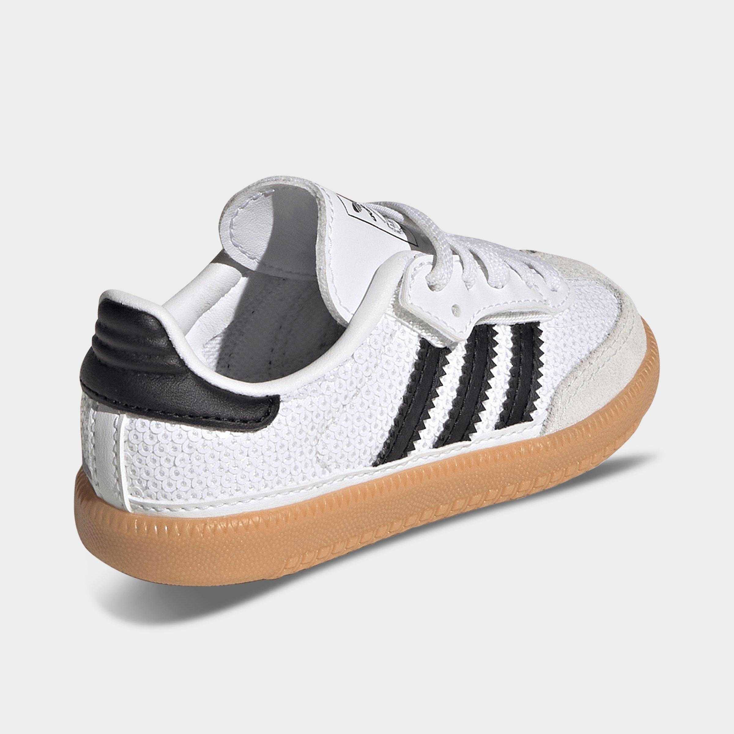 Kids' Toddler adidas Originals Samba OG Stretch Lace Casual Shoes - Footwear White/Core Black/Grey One - Back view
