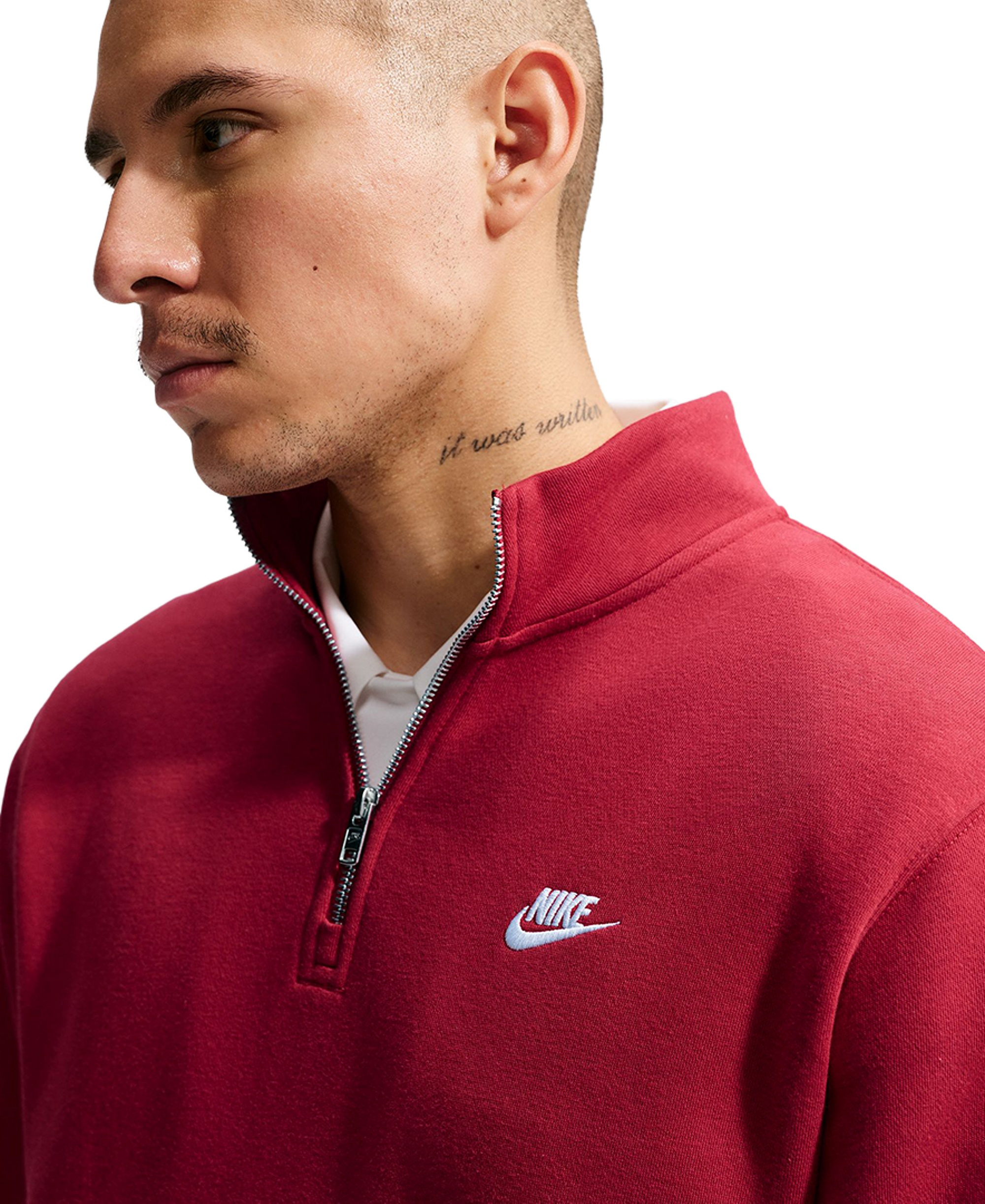 Nike Men's Sportswear Club Half-Zip Fleece Sweatshirt - Tough Red/White