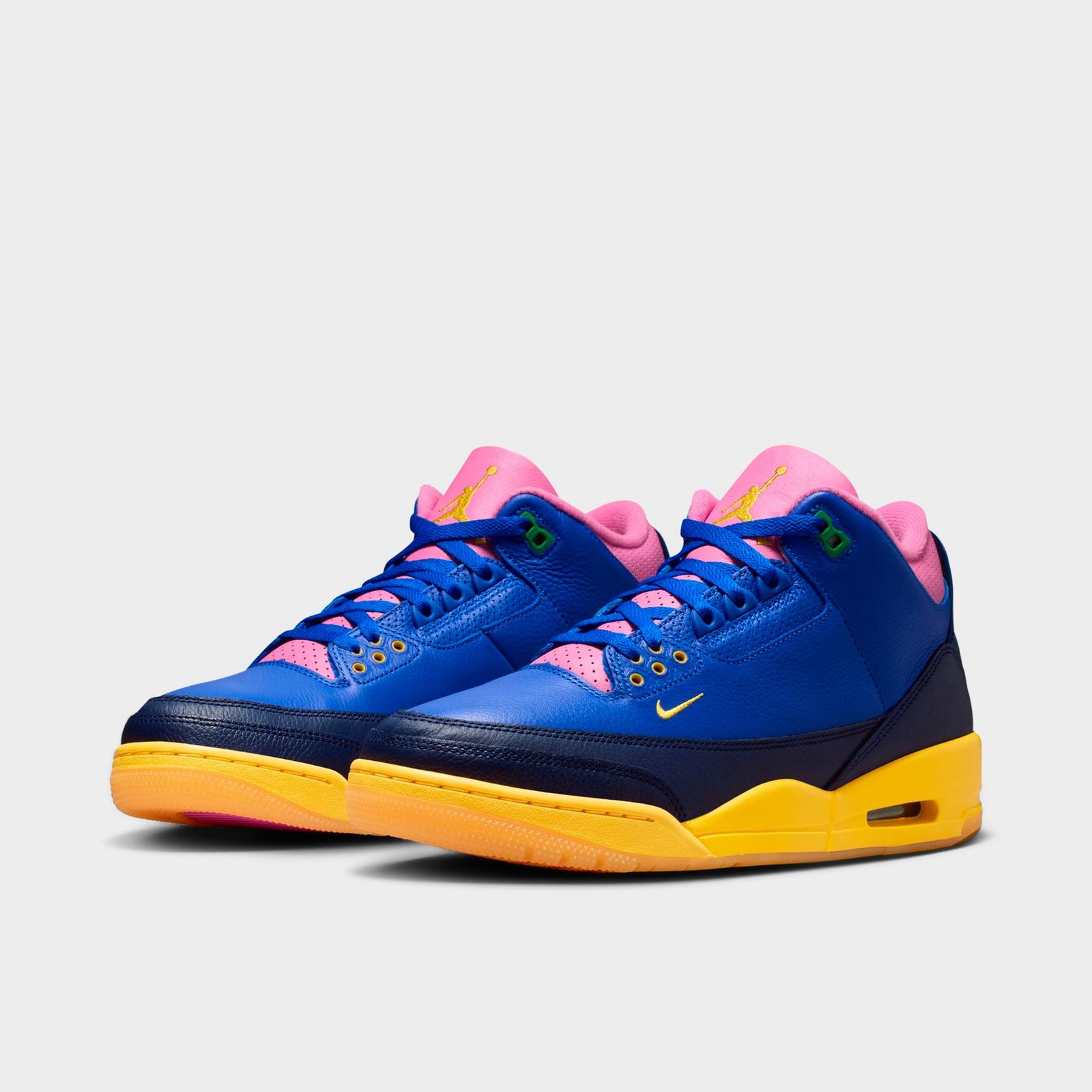 Air Jordan Retro 3 Basketball Shoes - Racer Blue/Lucky Green/Blue Void/Varsity Maize - view 2