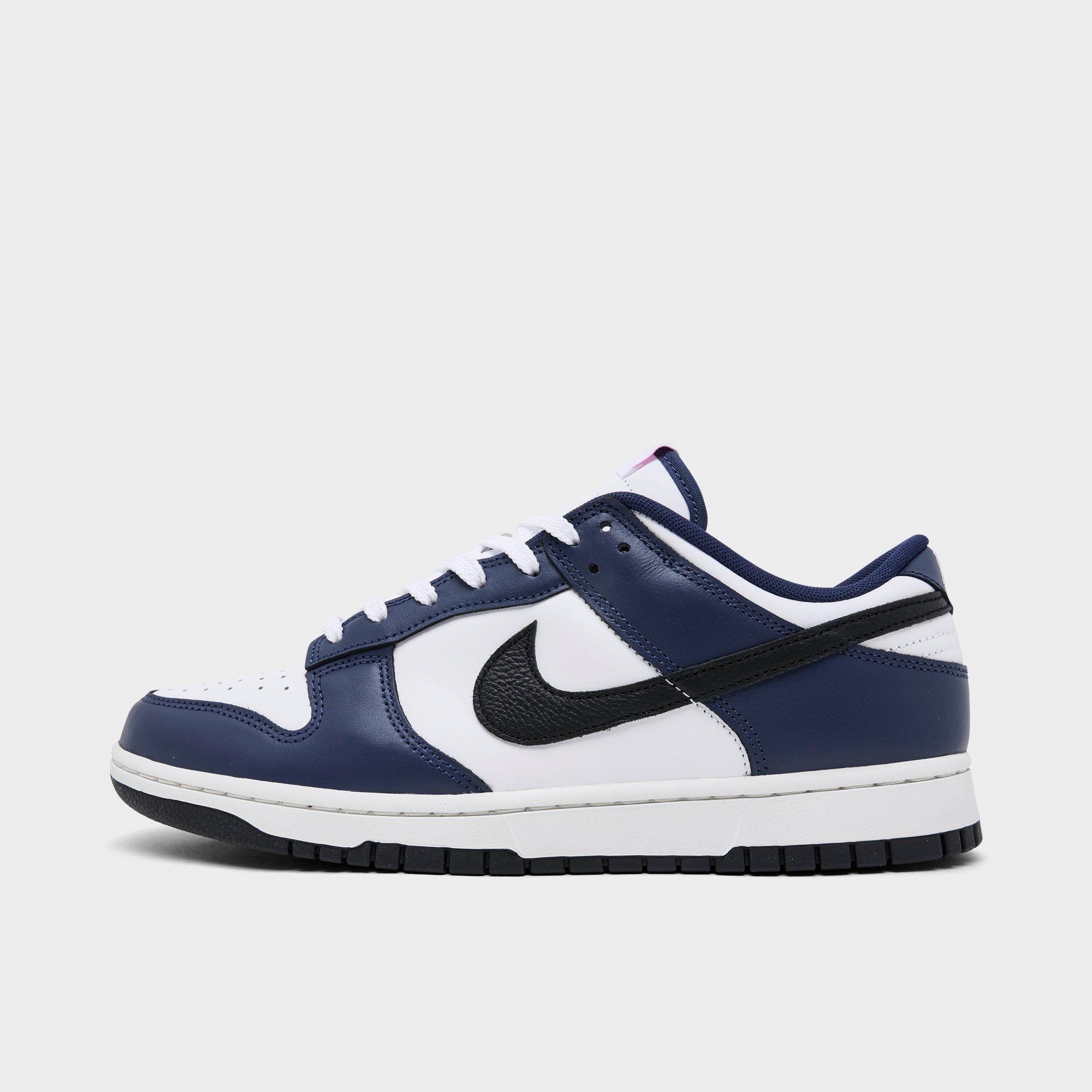 Men's Nithtke Dunk Low Retro Casual Shoes - Part 2 - White/Black/Midnight Navy - Left shoe facing left. Outside of the shoe.