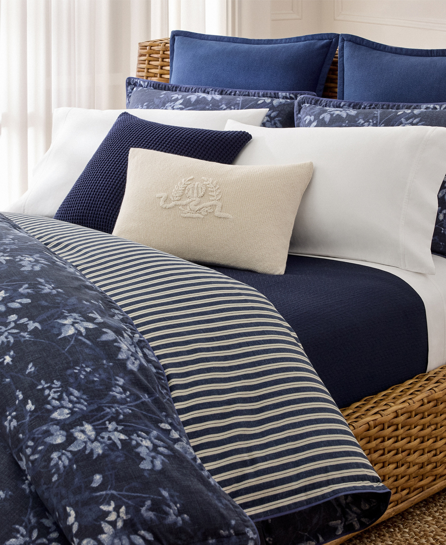 Lauren Ralph Lauren Caterina 3-Pc. Duvet Cover Set, Full/Queen - Navy