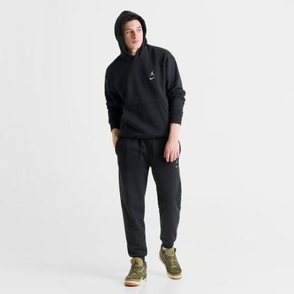 Men's Jordan Swoosh Brooklyn Fleece Pullover Hoodie - Black/White - view 2