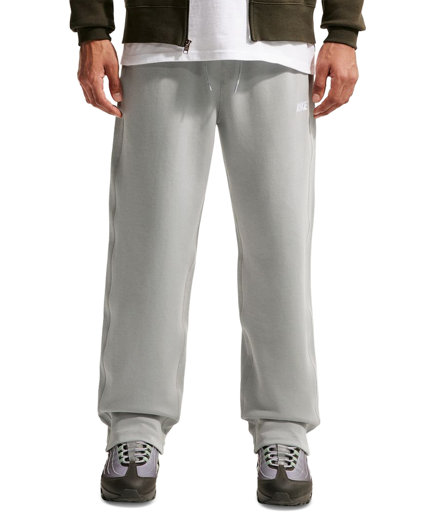 Nike Sportswear Club Men's Varsity Open-Hem Pants - Light Smoke Gray/White