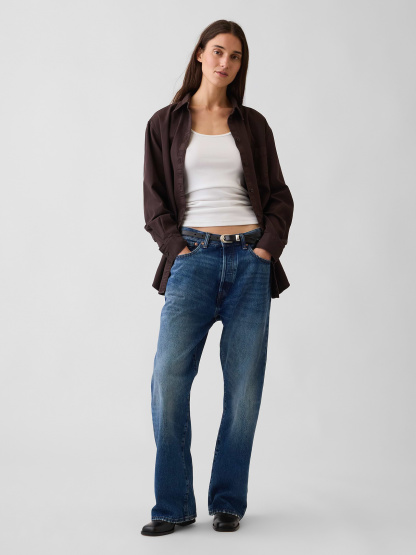 Denim Big Shirt - Brown