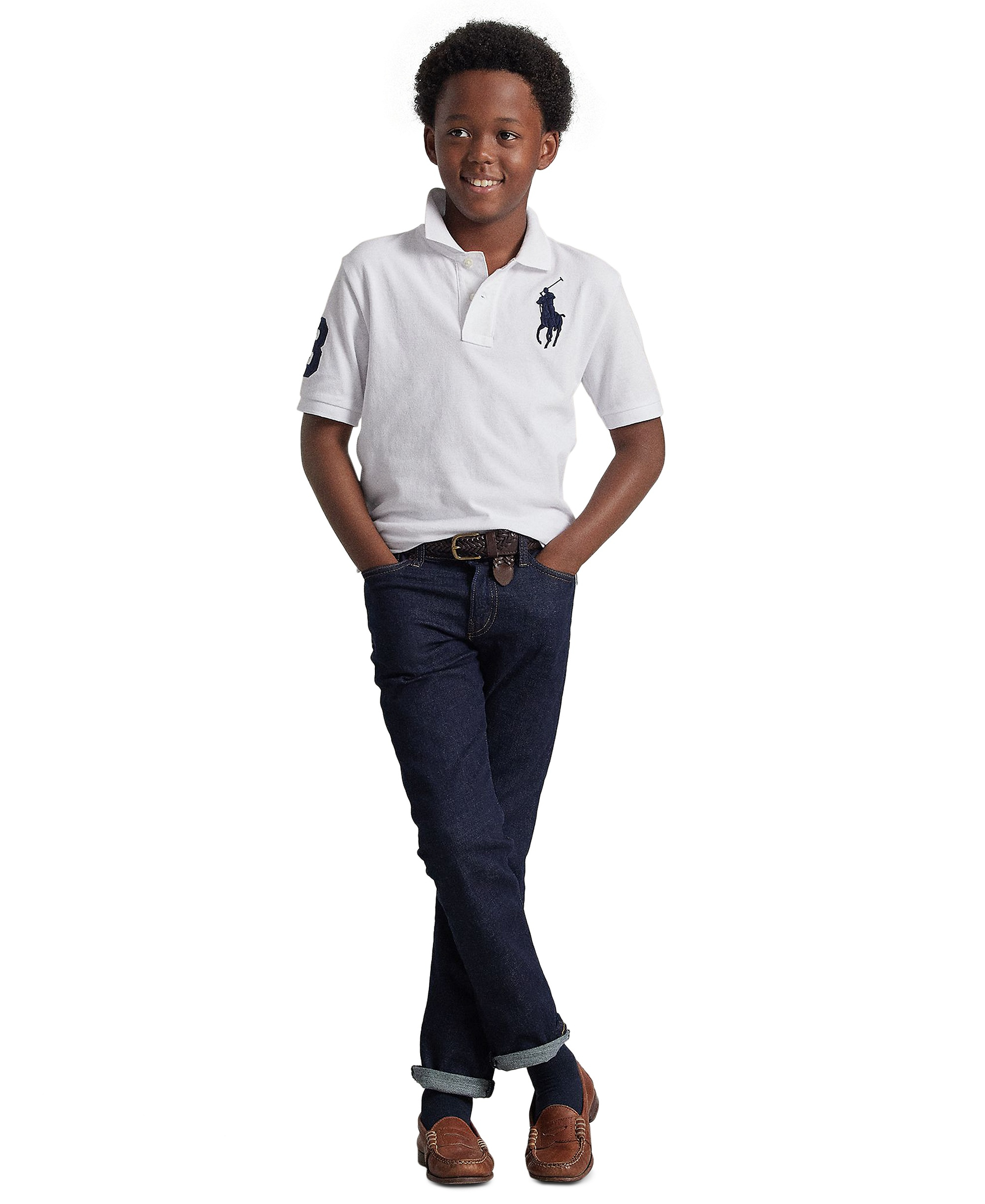 Polo Ralph Lauren Boys' 8-20 Big Pony Cotton Mesh Short-Sleeve Polo Shirt - White