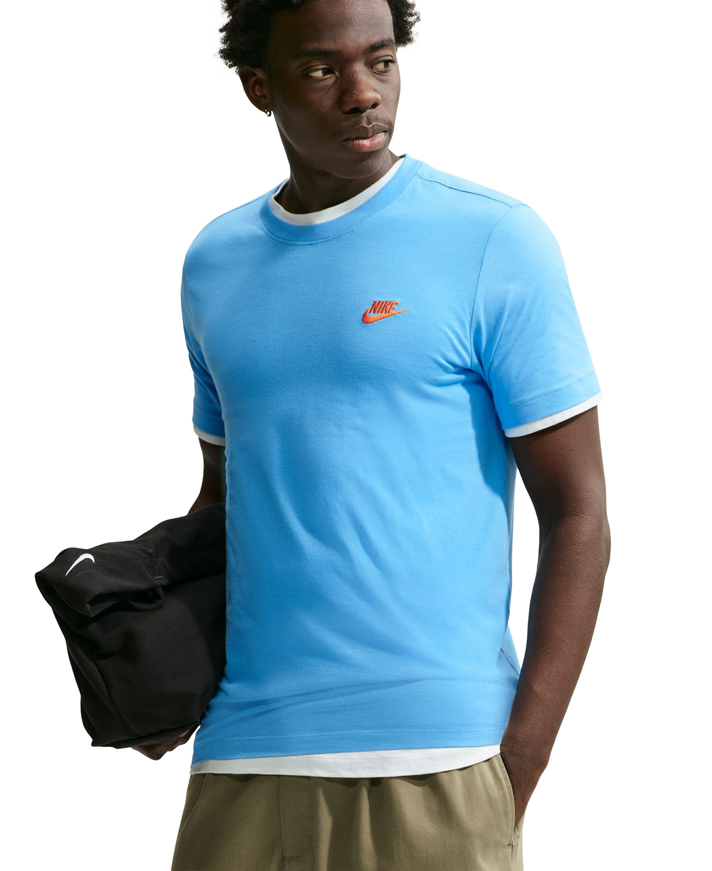 Nike Men's Sportswear Club Crewneck T-Shirt - Football Blue/Safety Orange