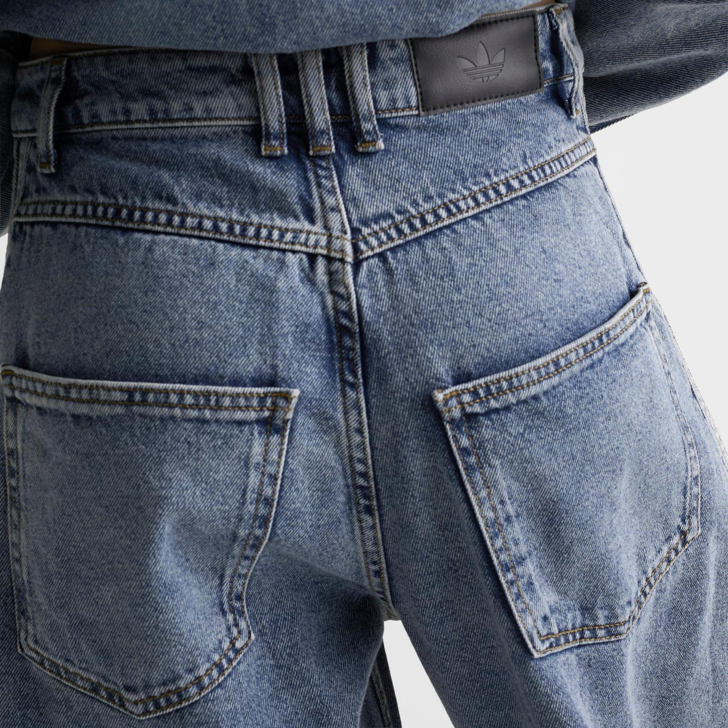 Women's adidas Originals High-Rise Barrel Leg Denim Pants - Worn Blue Denim