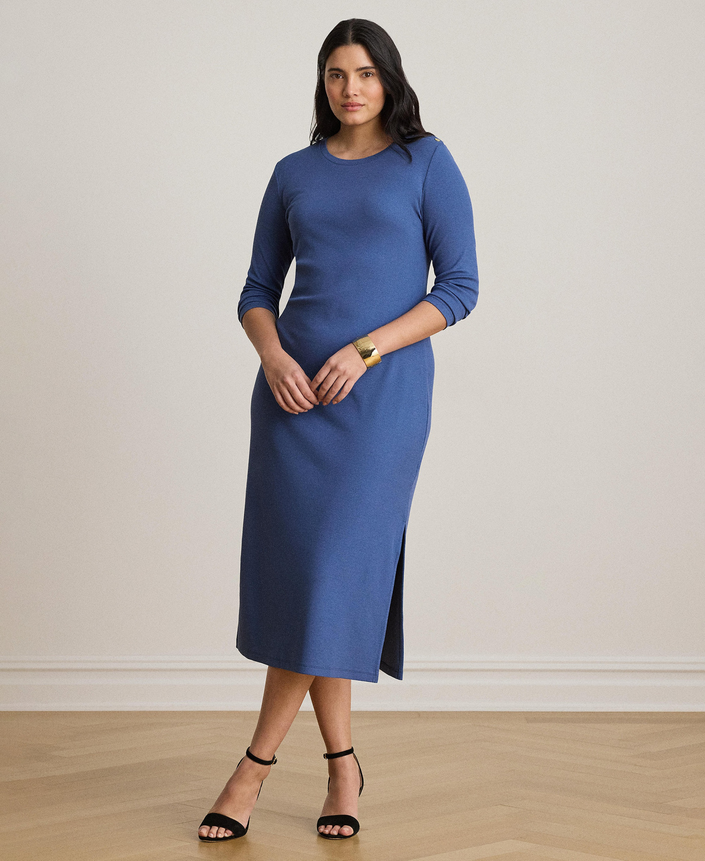 Lauren Ralph Lauren Women's Slim-Fit Crewneck Midi Dress - Inky Blue