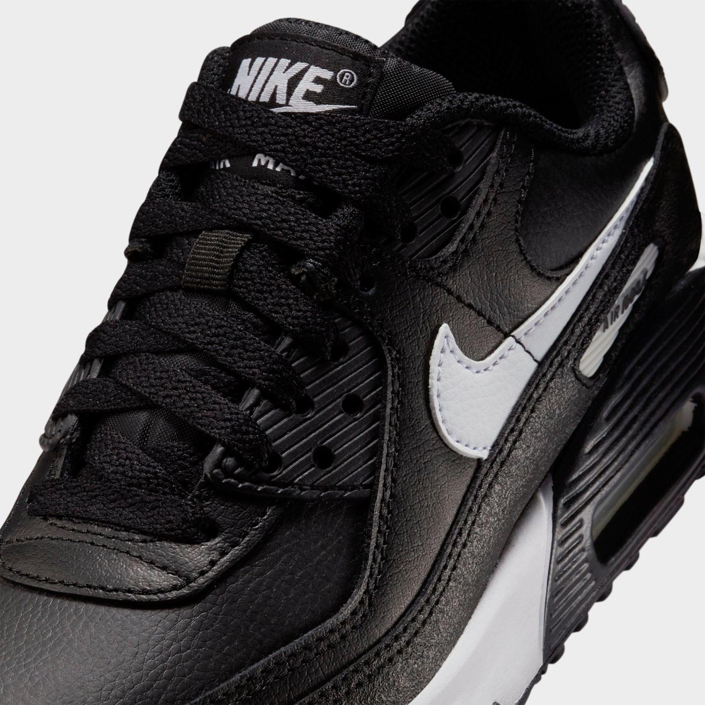 Big Kids' Nithtke Air Max 90 Casual Shoes - Black/Black/White - Detail shot