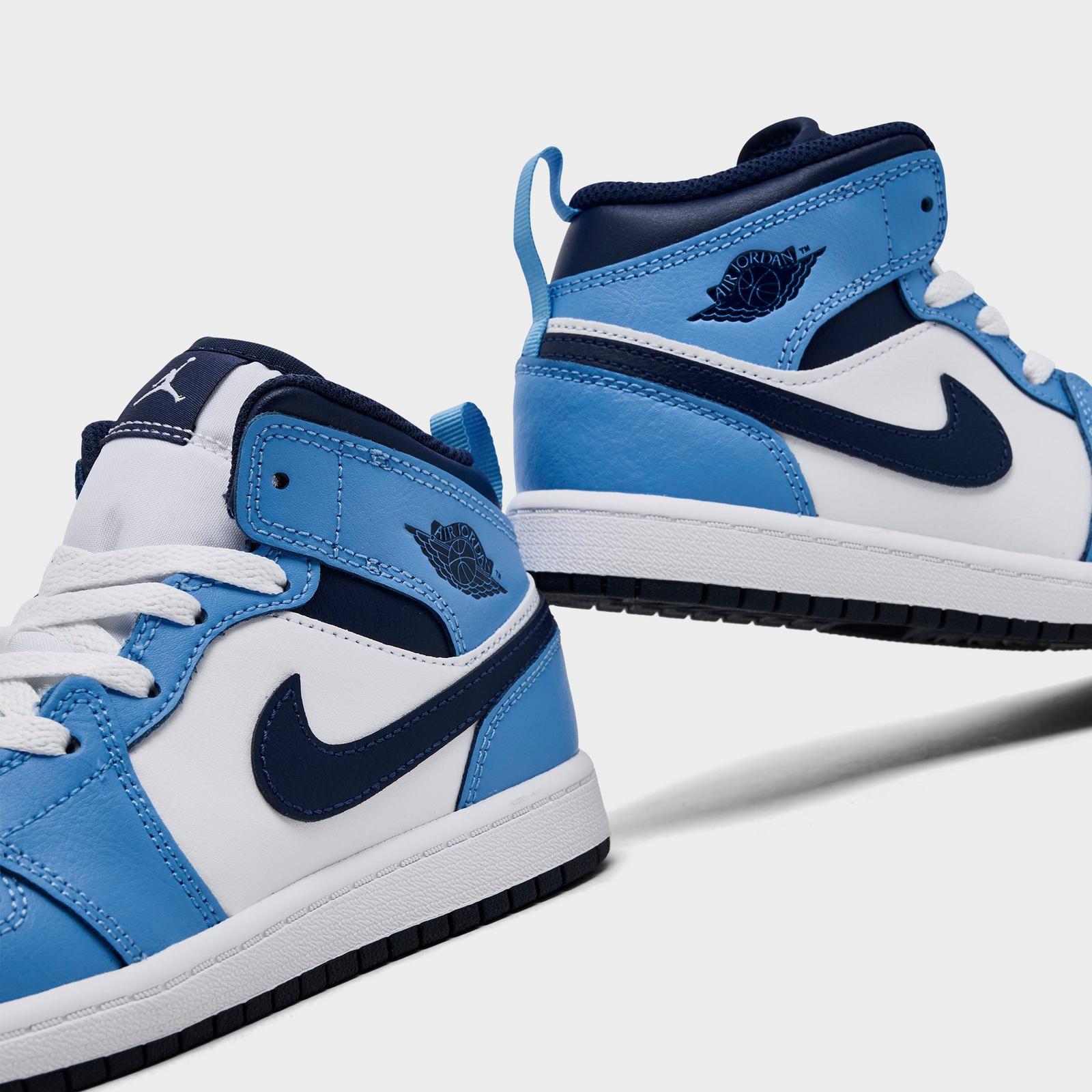 Little Kids' Air Jordan Retro 1 Mid Casual Shoes - Midnight Navy/University Blue - view 3