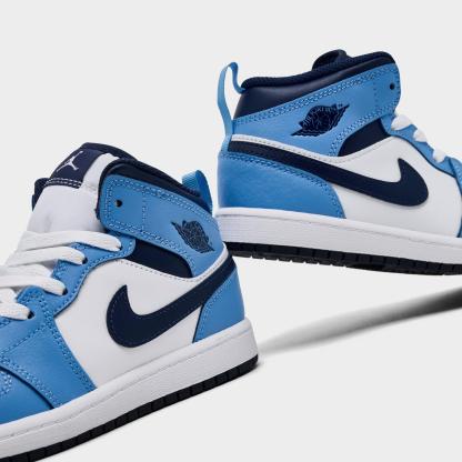 Little Kids' Air Jordan Retro 1 Mid Casual Shoes - Midnight Navy/University Blue - view 3
