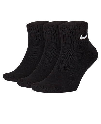 Nike Unisex Quarter Ankle Socks, 3-Pack - Black/white