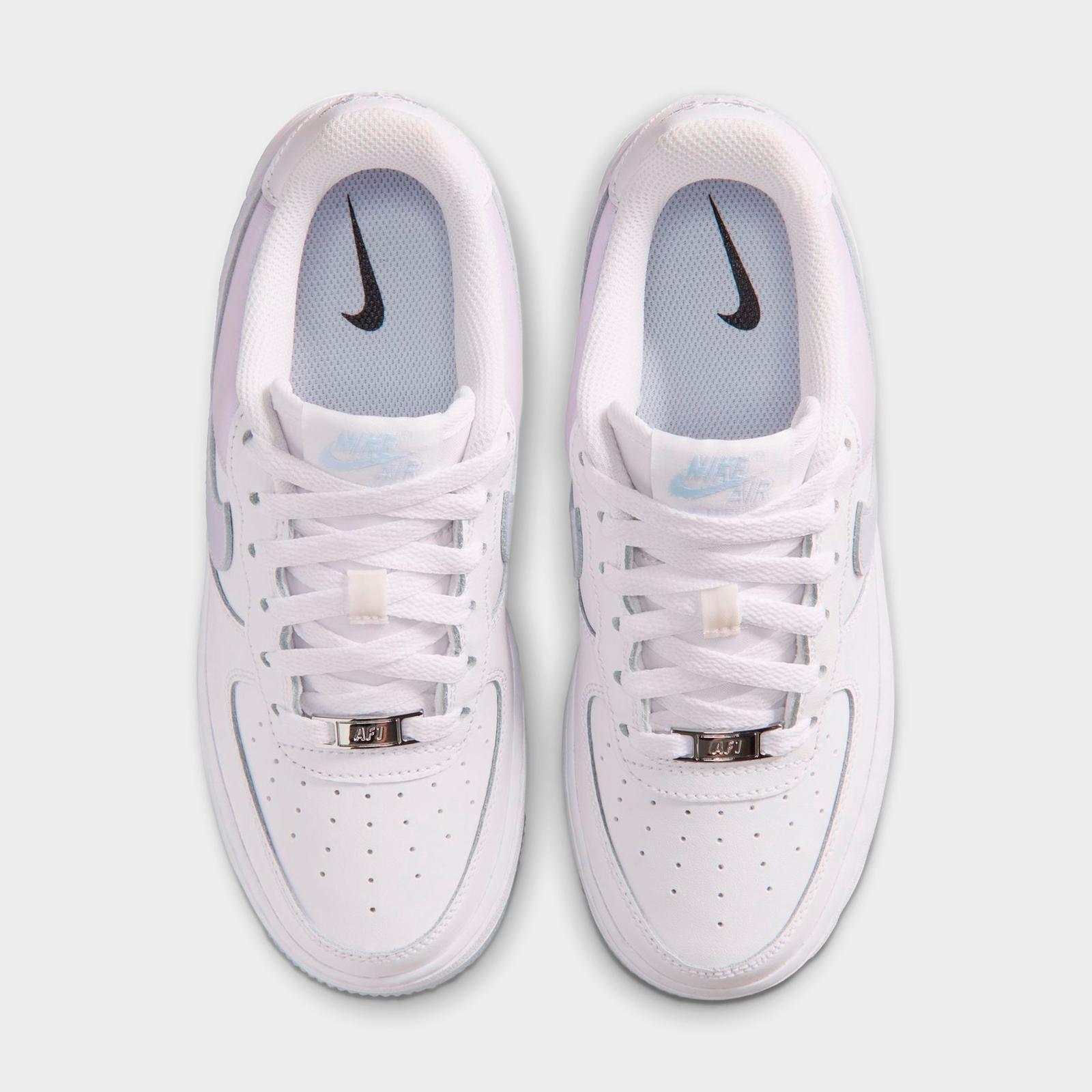 Big Kids' Nike Air Force 1 Low Casual Shoes - White/Blue Tint/Metallic Silver
