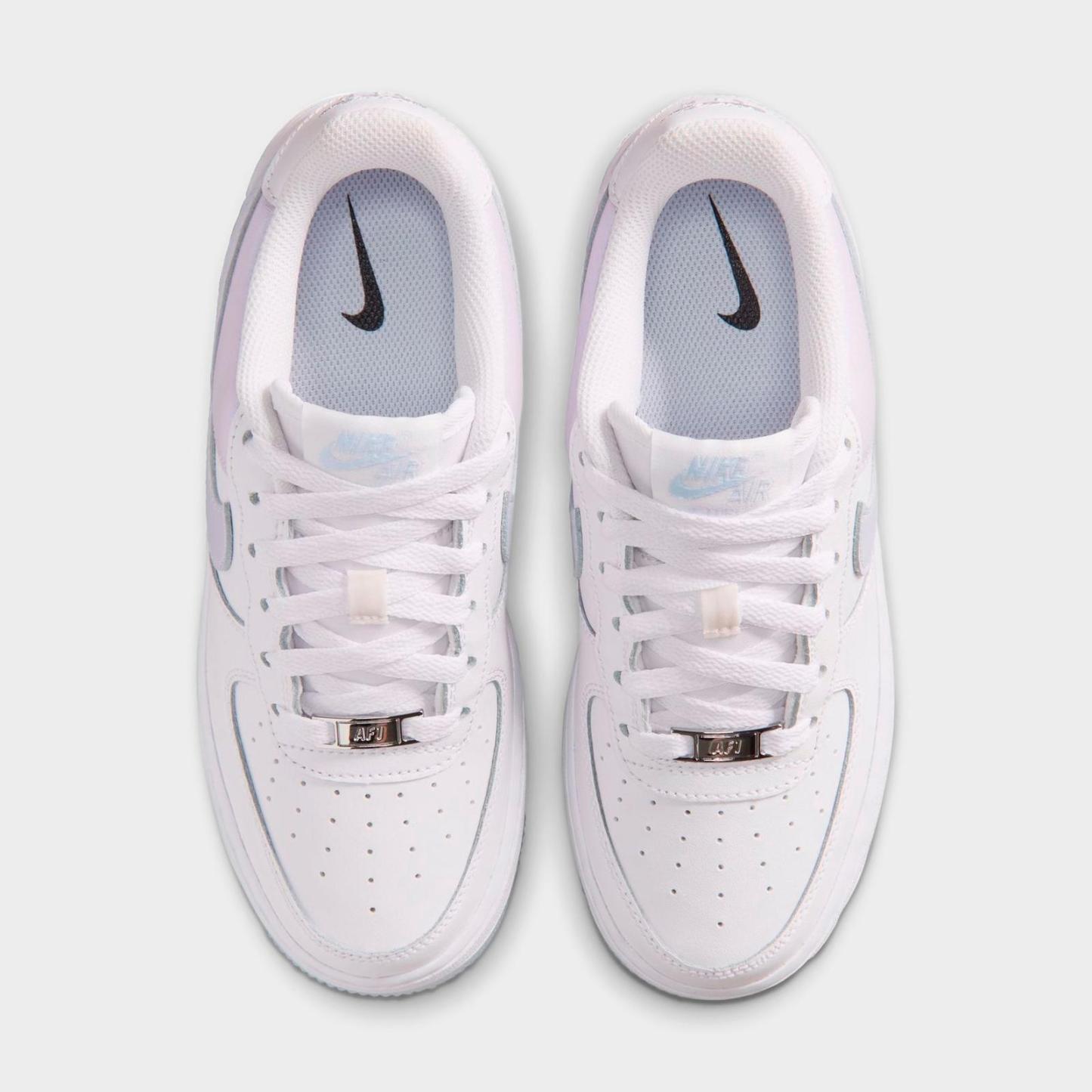 Big Kids' Nike Air Force 1 Low Casual Shoes - White/Blue Tint/Metallic Silver
