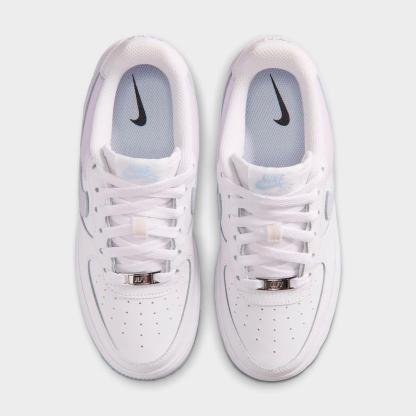 Big Kids' Nike Air Force 1 Low Casual Shoes - White/Blue Tint/Metallic Silver