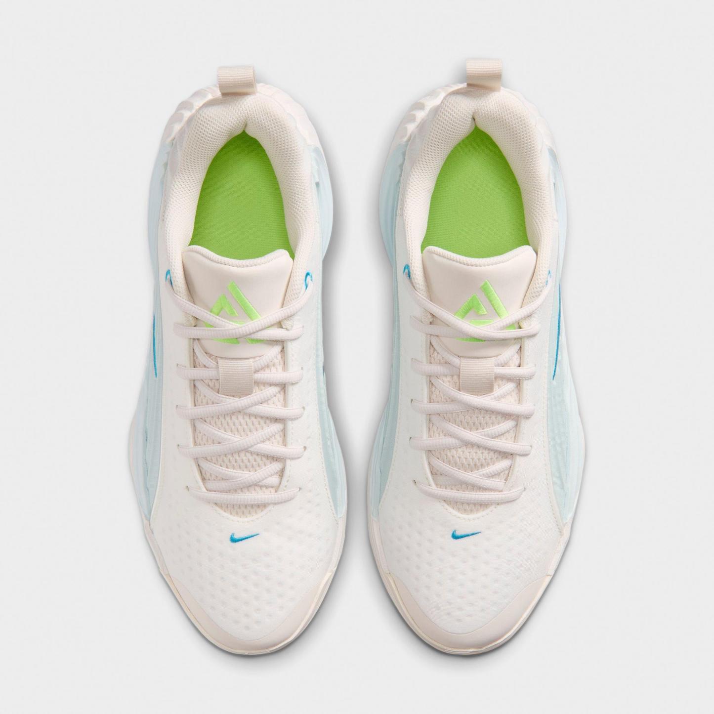 Men's Nithtke Giannis Immortality 5 Basketball Shoes - Part 1 - Sail/Glacier Blue/Chalk/Light Current Blue - Top view