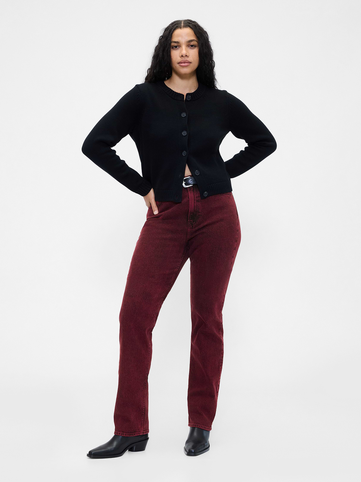 High Rise '90s Slim Straight Jeans - Red delicious
