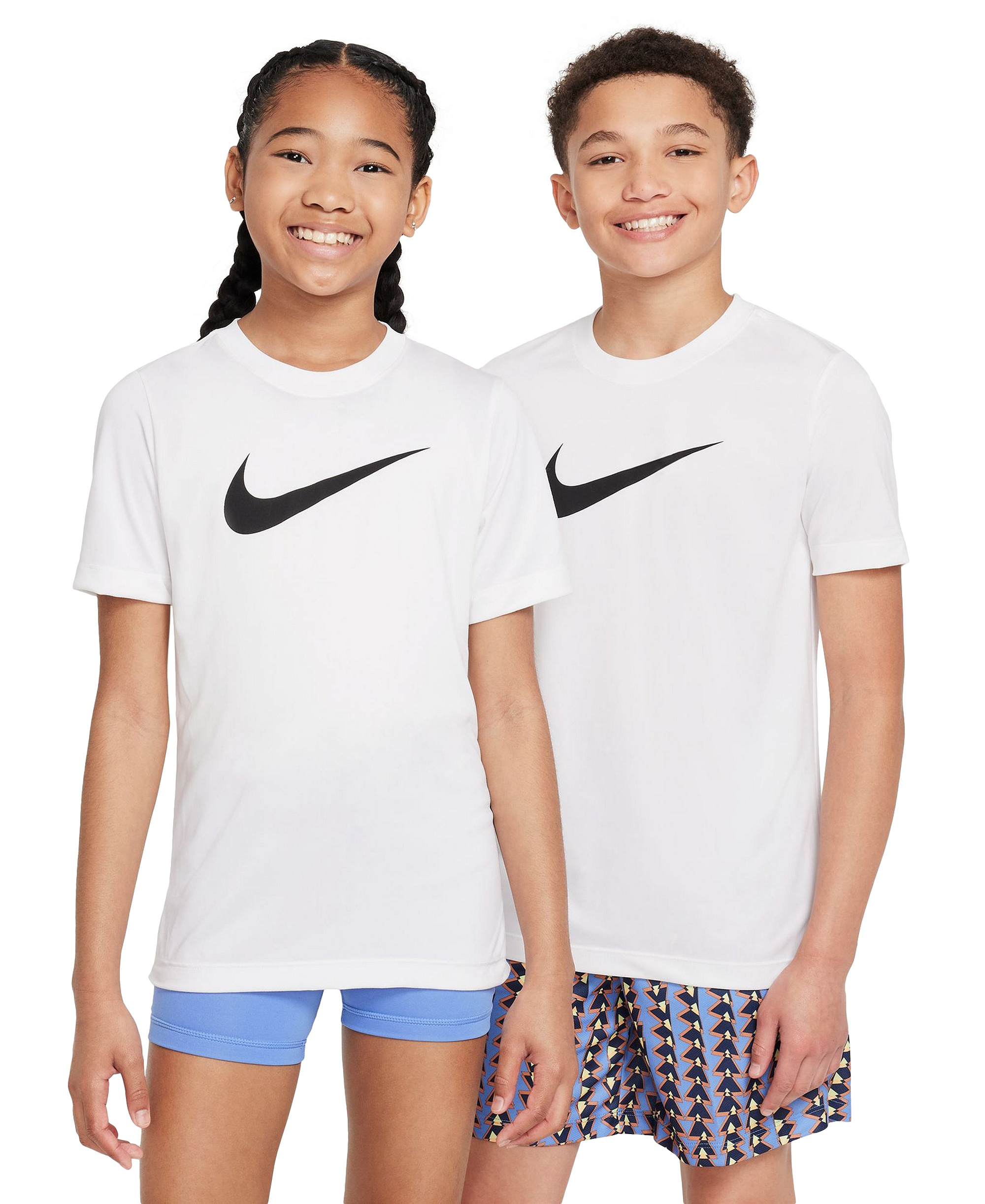 Nike Big Boys' and Girls' Legend Swoosh-Logo Crewneck Dri-FIT T-Shirt - White