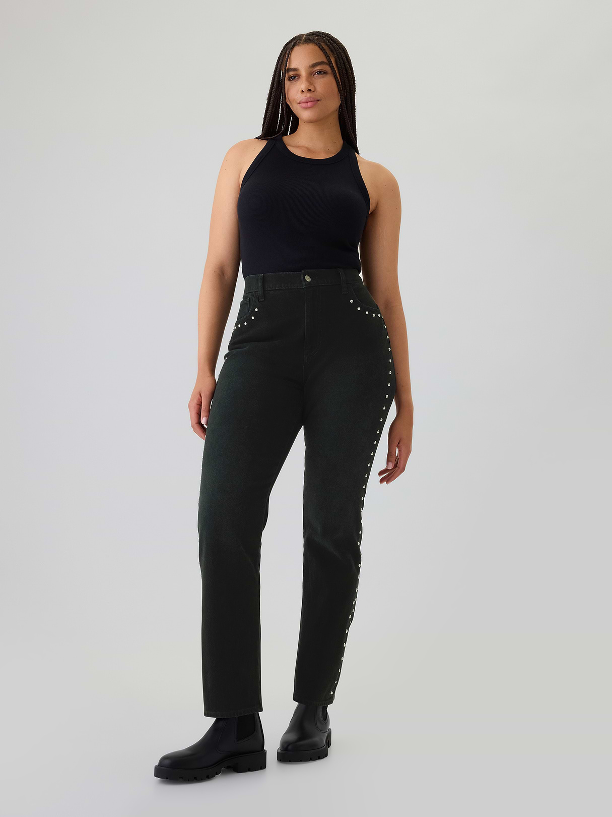 High Rise '90s Slim Straight Jeans - black