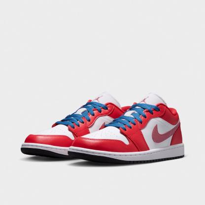 Women's Air Jordan Retro 1 Low Casual Shoes - Track Red/White/Desert Berry/True Blue - view 2