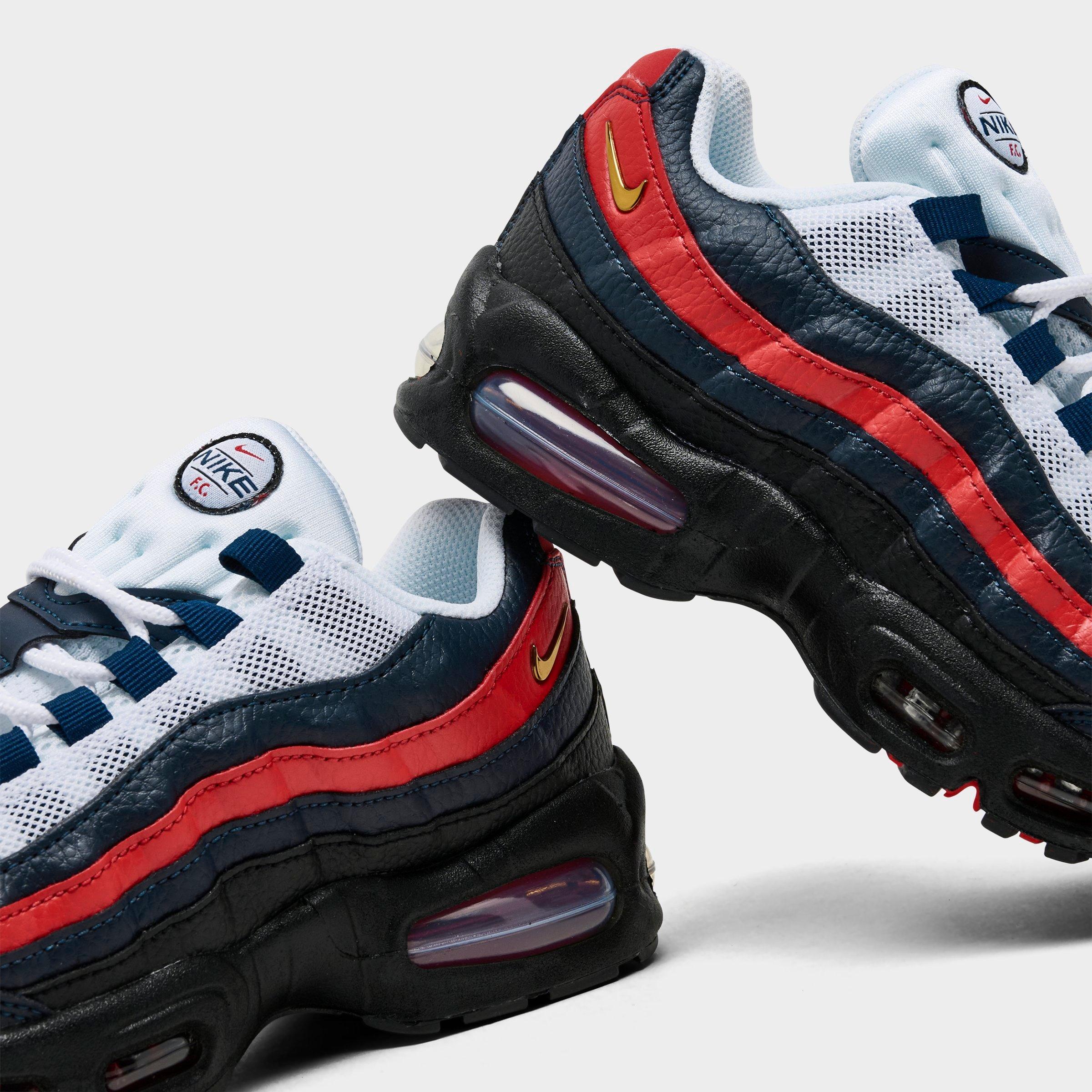 Big Kids' Nithtke Air Max 95 Big Bubble SE Casual Shoes - Obsidian/Metallic Gold/Challenge Red/White/Black - Detail shot
