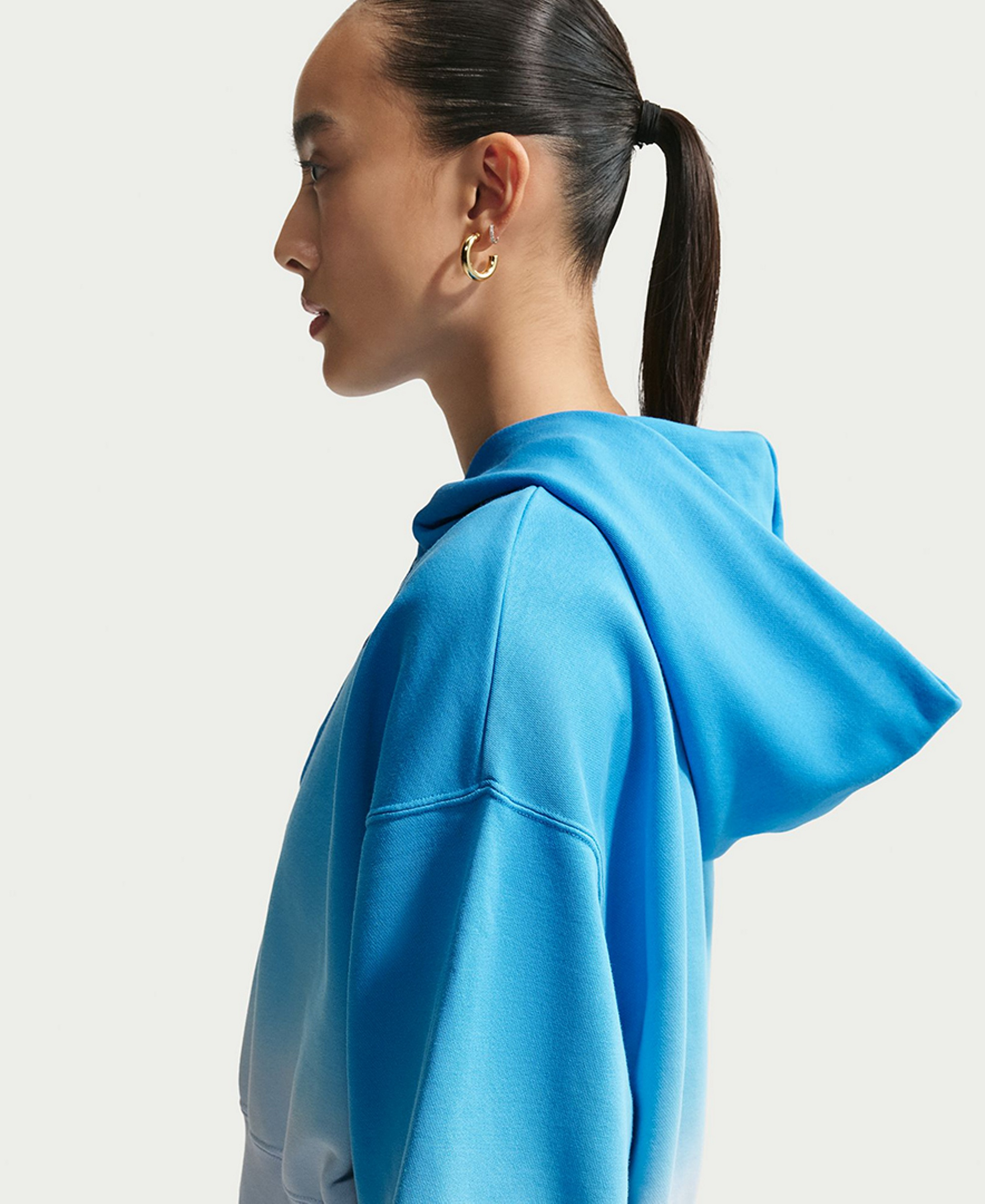 Nike Women's Sportswear Phoenix Fleece Oversized Henley Hoodie - Hydrogen Blue/lt Photo Blue
