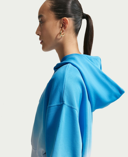 Nike Women's Sportswear Phoenix Fleece Oversized Henley Hoodie - Hydrogen Blue/lt Photo Blue