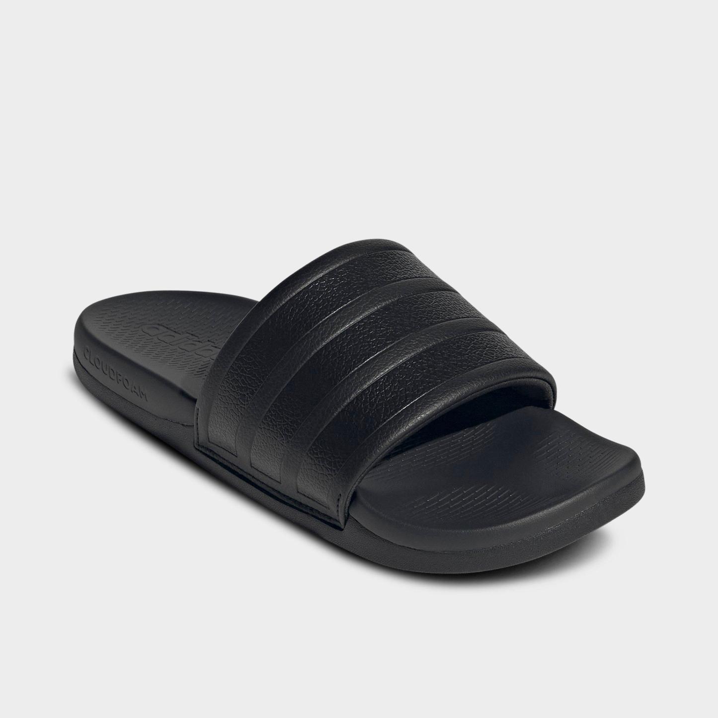 Women's adidas Adilette Comfort 2.0 Slide Sandals - Core Black/Core Black/Carbon - Both shoes facing left