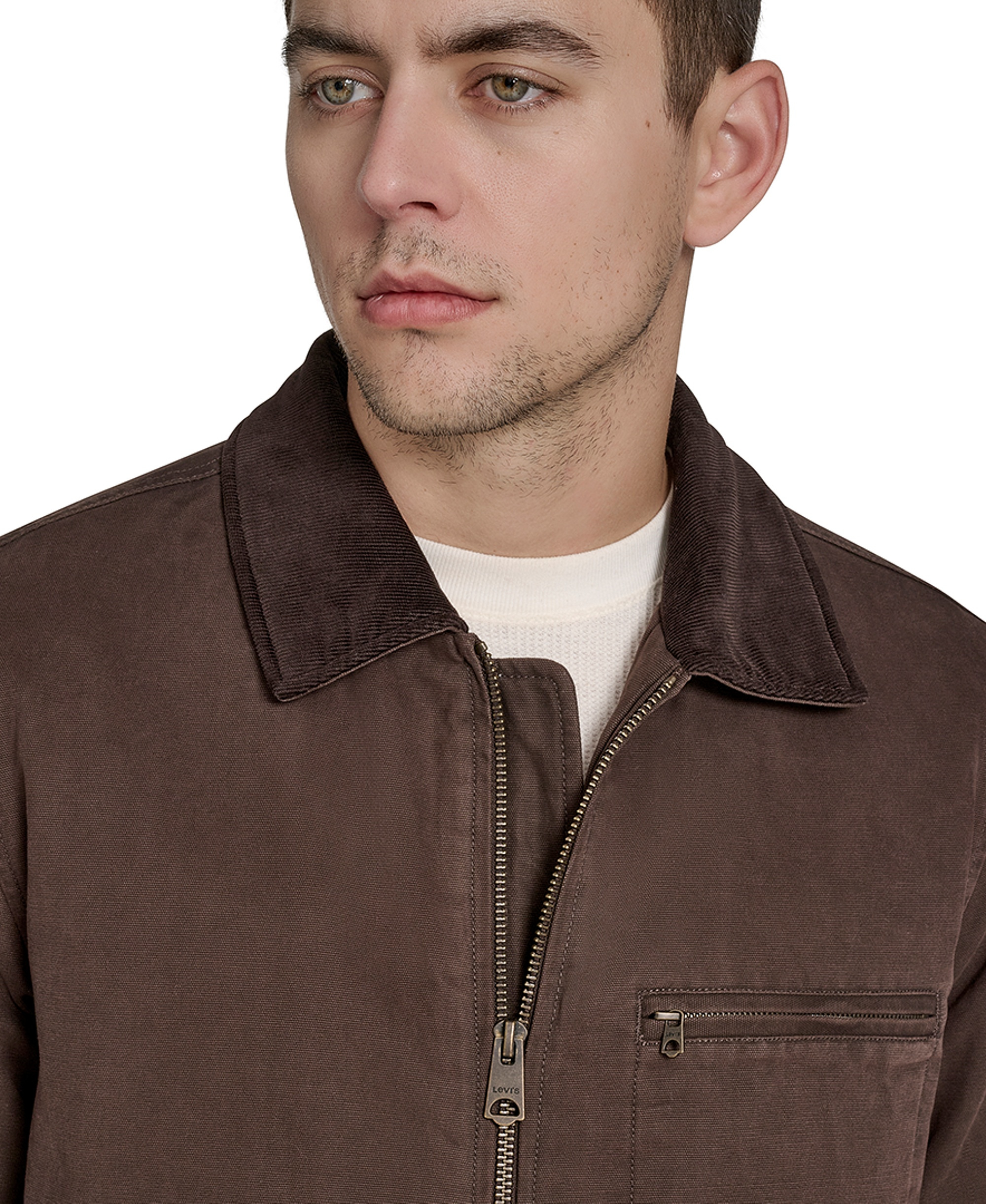 Levi's Men's Cotton Canvas Zip-Front Depot Jacket - Chocolate Brown