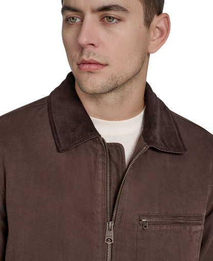 Levi's Men's Cotton Canvas Zip-Front Depot Jacket - Chocolate Brown