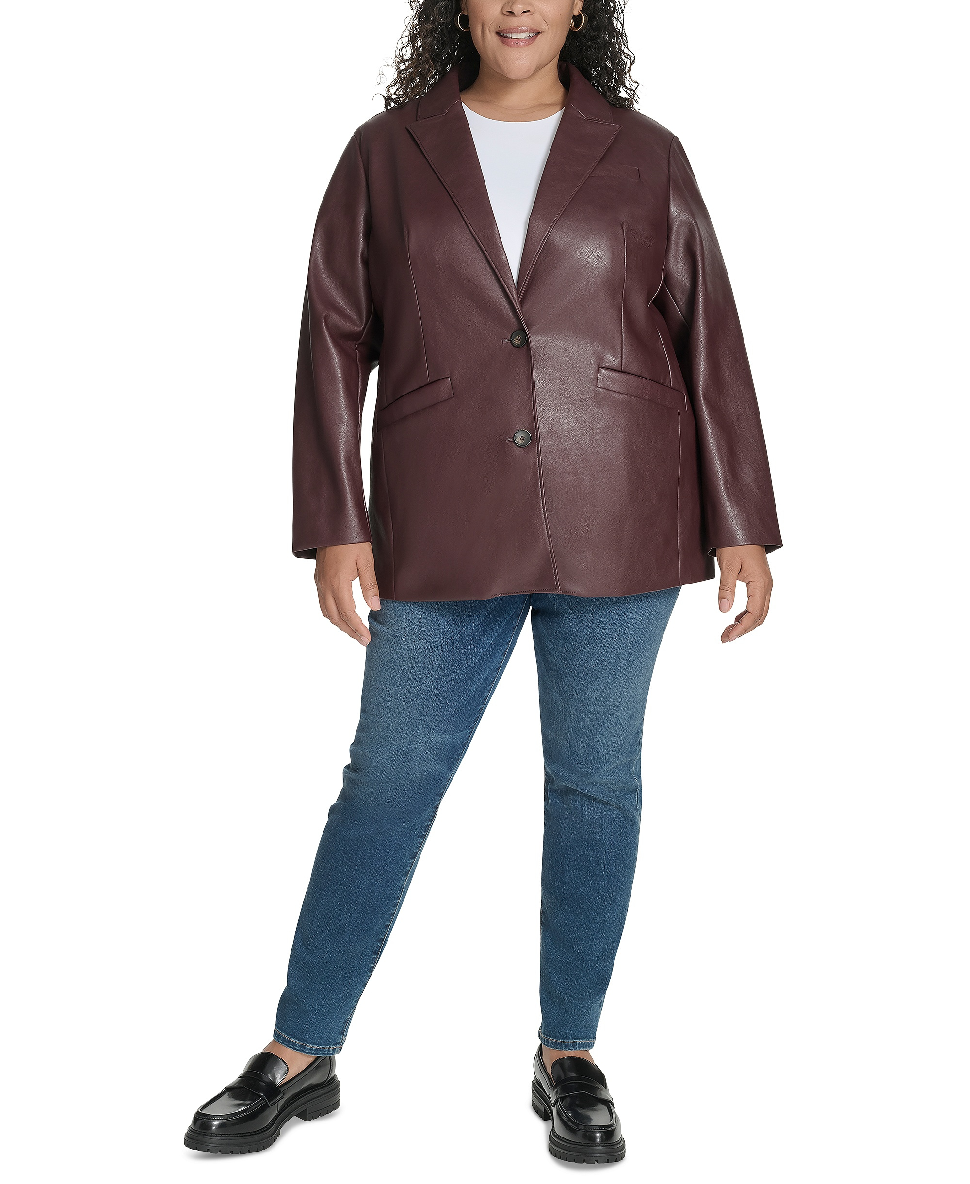 Levi's Women's Single-Breasted Faux-Leather Blazer - Oxblood