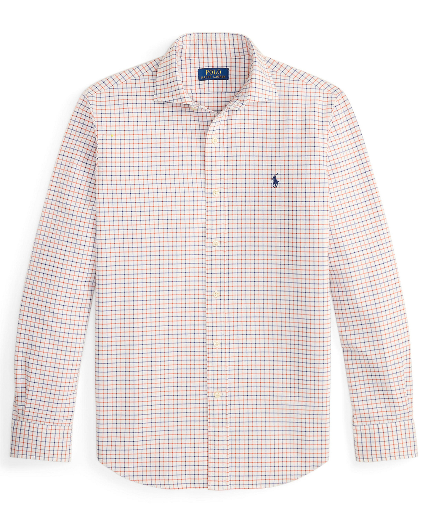 Polo Ralph Lauren Men's Classic-Fit Plaid Brushed Oxford Shirt - White Orange Multi