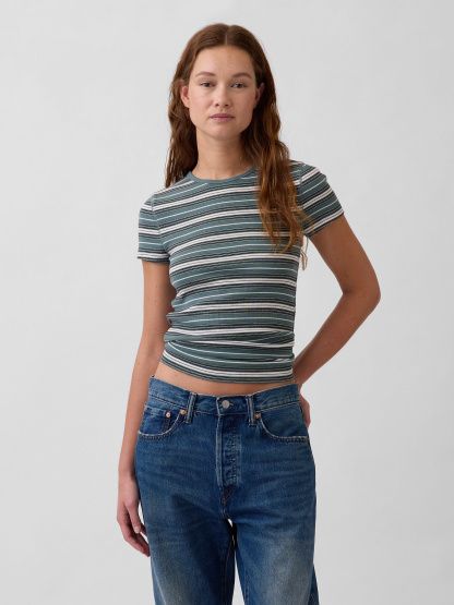 Modern Rib T-Shirt - Green stripe
