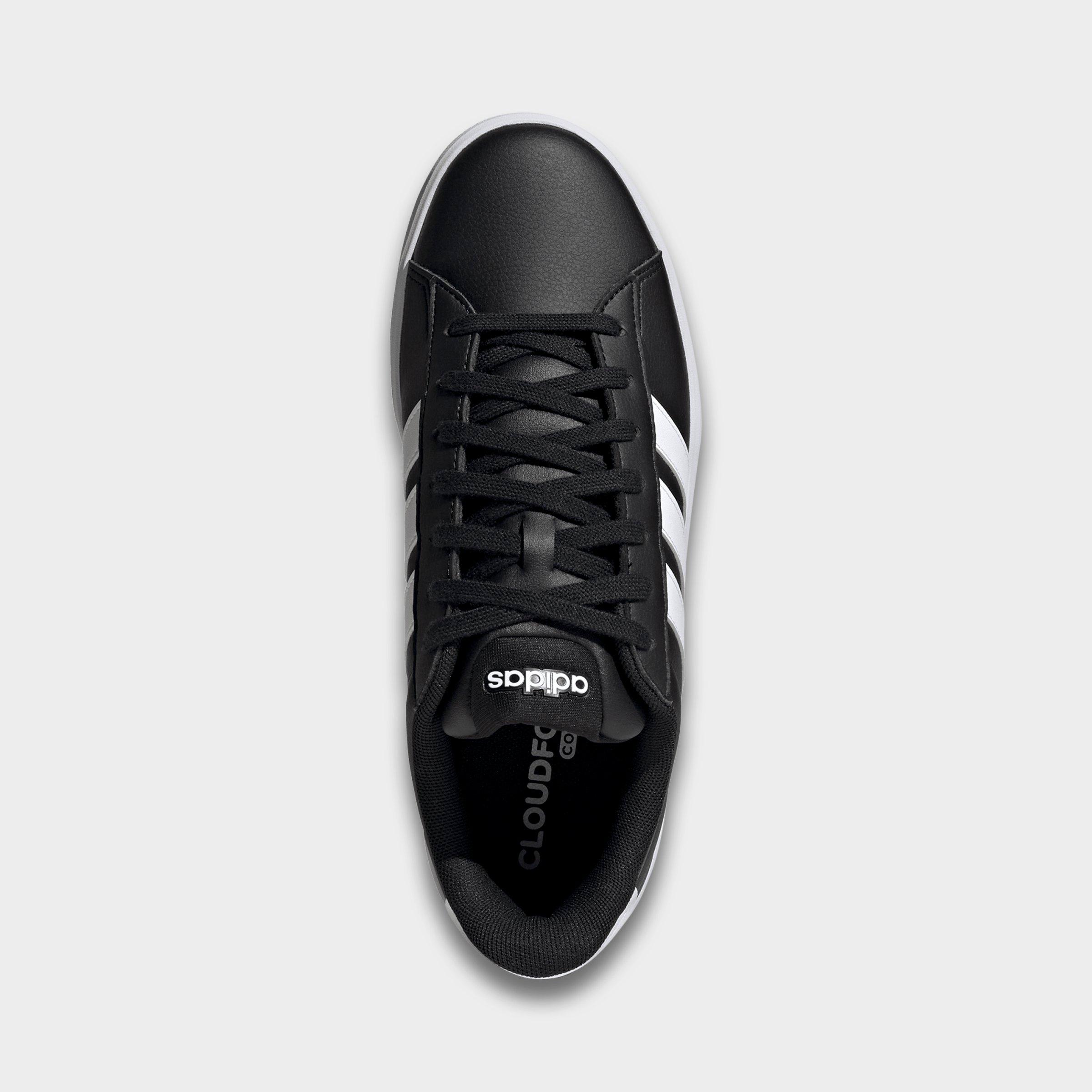 Men's adidas Grand Court Casual Shoes (Wide Width) - Core Black/Cloud White/Cloud White - Top view