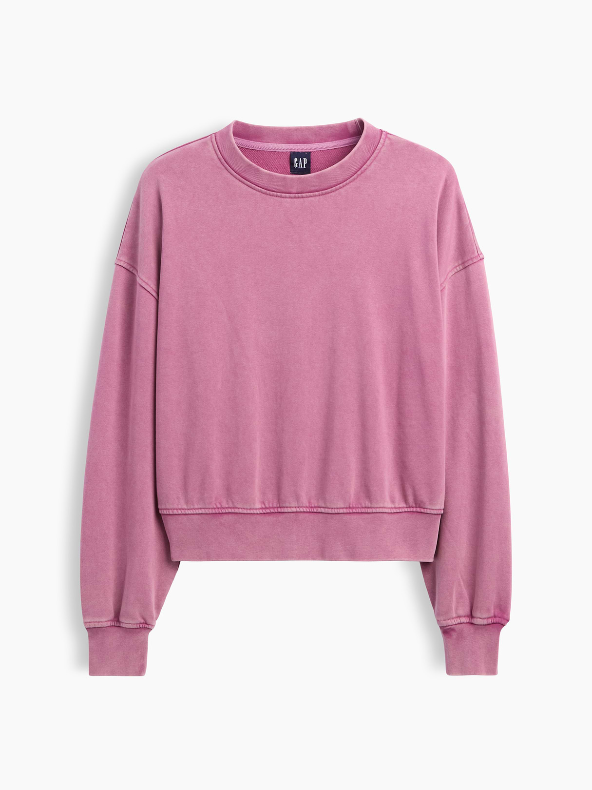 VintageSoft Terry Oversized Wedge Side-Slit Sweatshirt - Dahlia pink