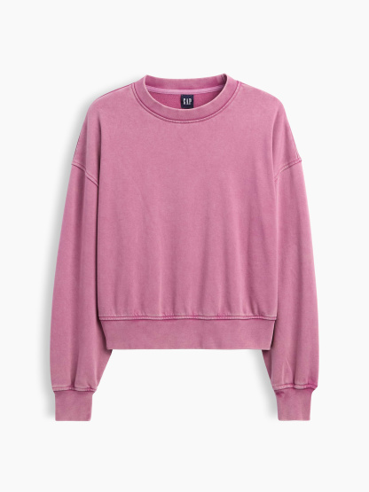 VintageSoft Terry Oversized Wedge Side-Slit Sweatshirt - Dahlia pink