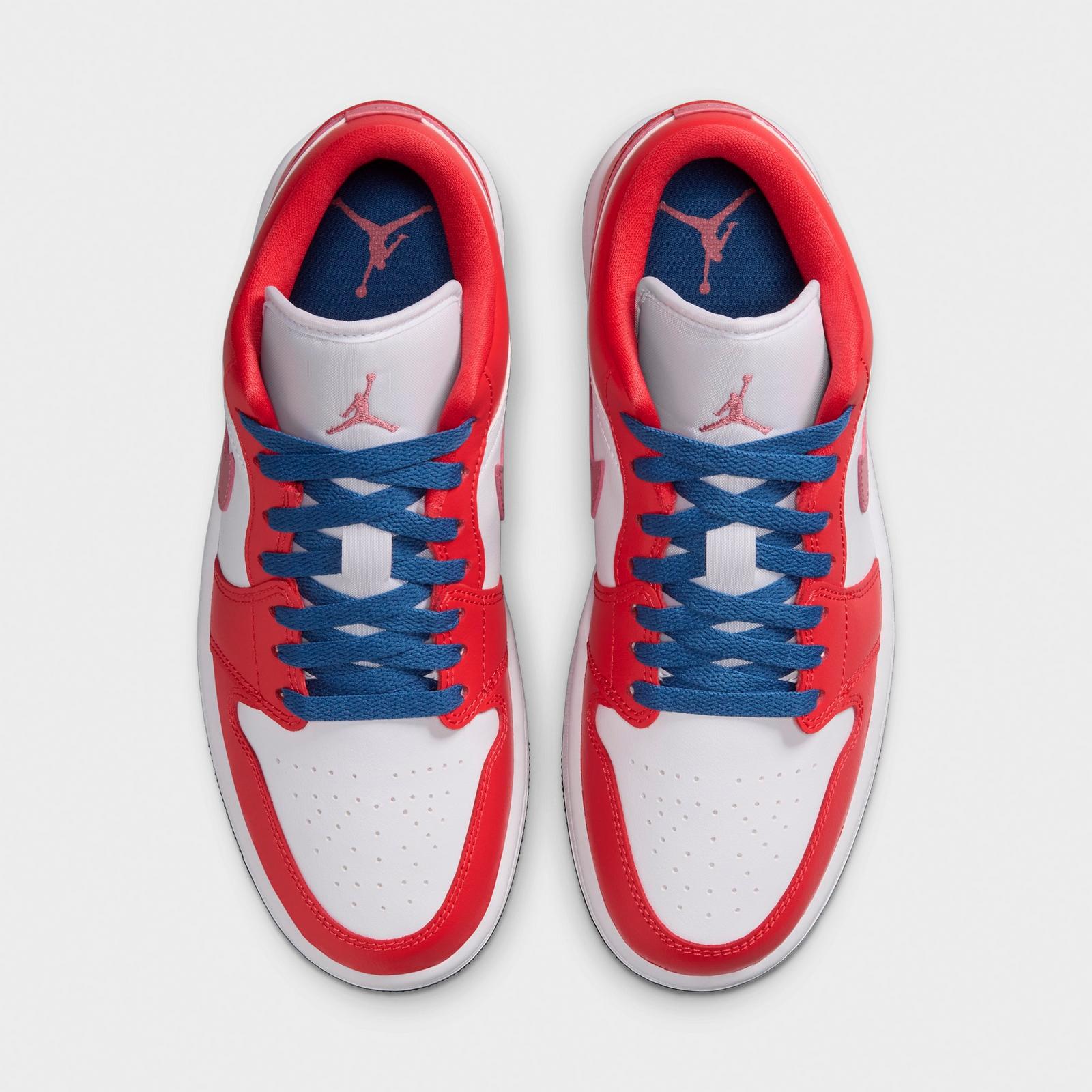 Women's Air Jordan Retro 1 Low Casual Shoes - Track Red/White/Desert Berry/True Blue - view 5