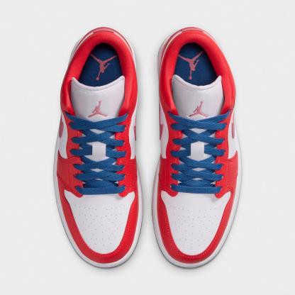 Women's Air Jordan Retro 1 Low Casual Shoes - Track Red/White/Desert Berry/True Blue - view 5