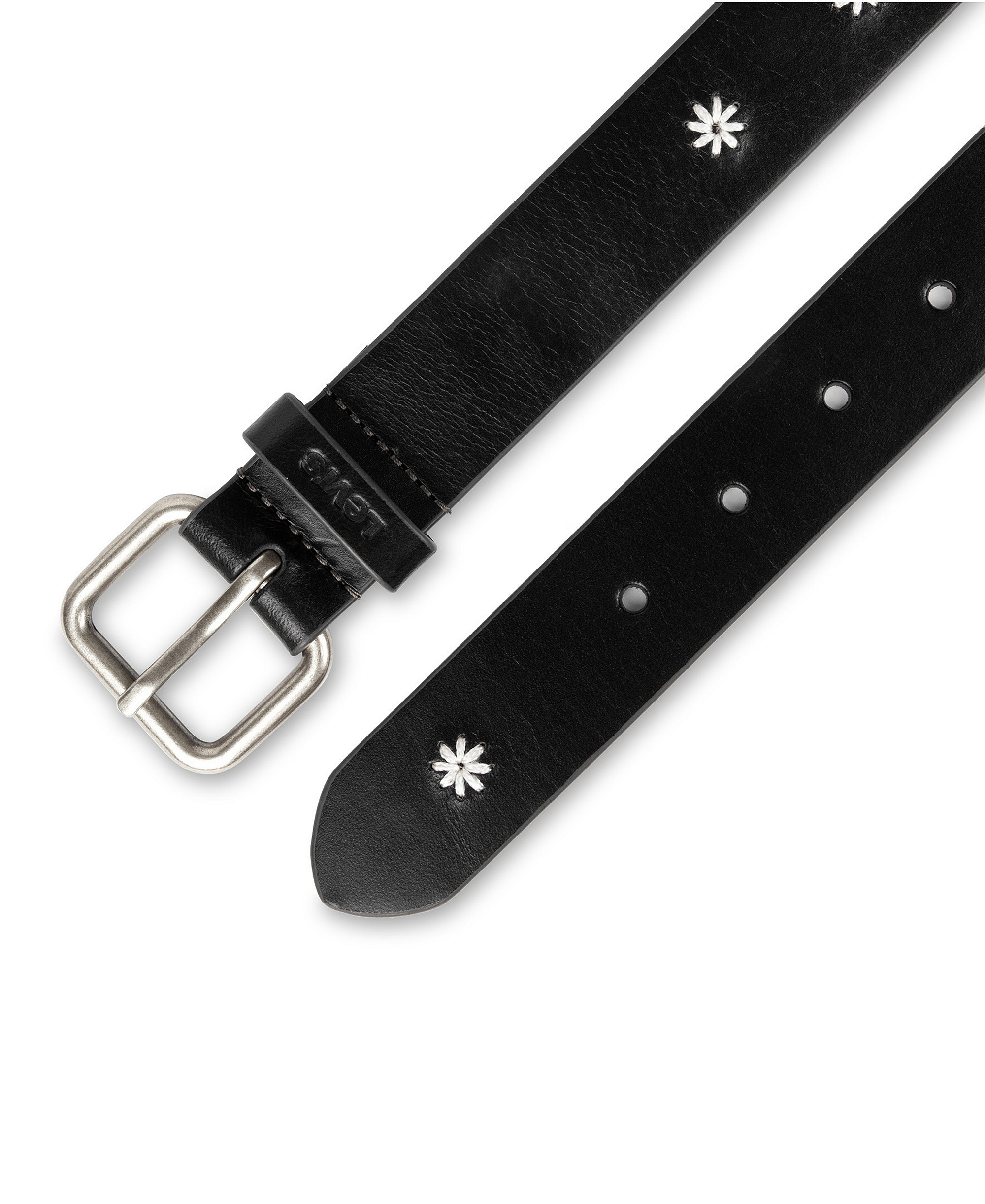 Levi's Women's Casual Floral Embroidered Belt - Black
