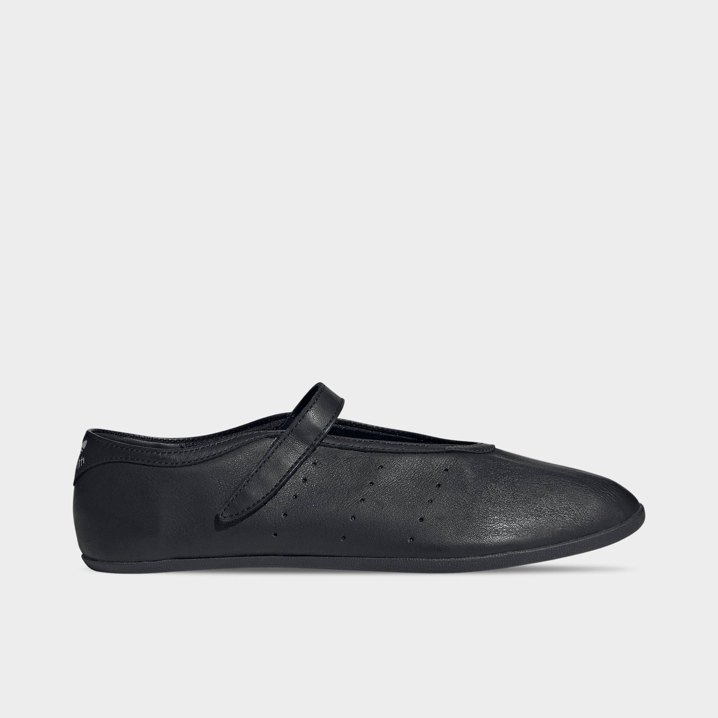 Women's adidas Originals Stan Smith Lo Ballet Shoes - Core Black/Core Black/Core Black - Left shoe facing left. Outside of the shoe.