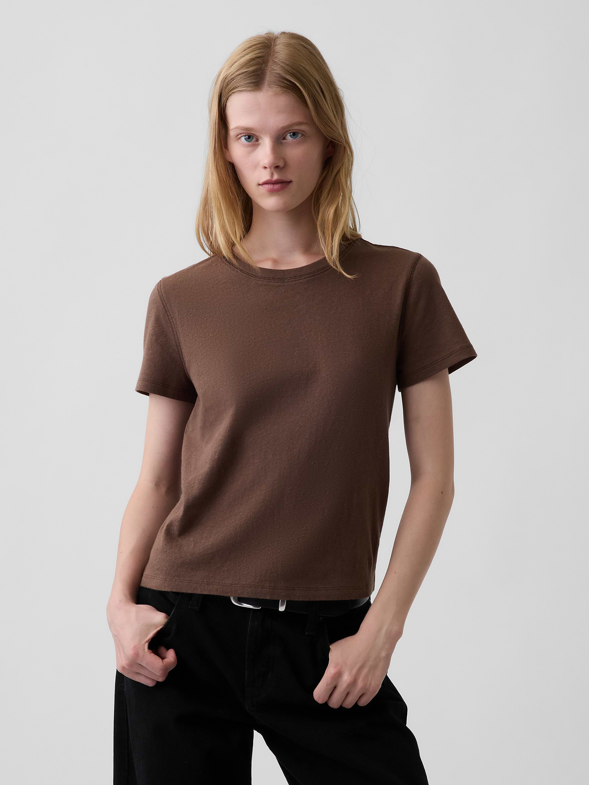 100% Cotton Authentic Shrunken T-Shirt - Cool brown