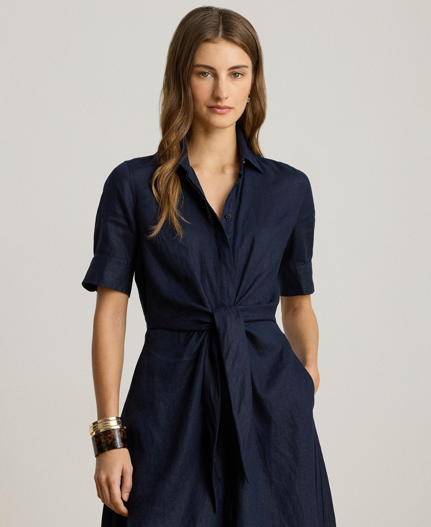 Lauren Ralph Lauren Women's Linen Shirtdress - Lauren Navy